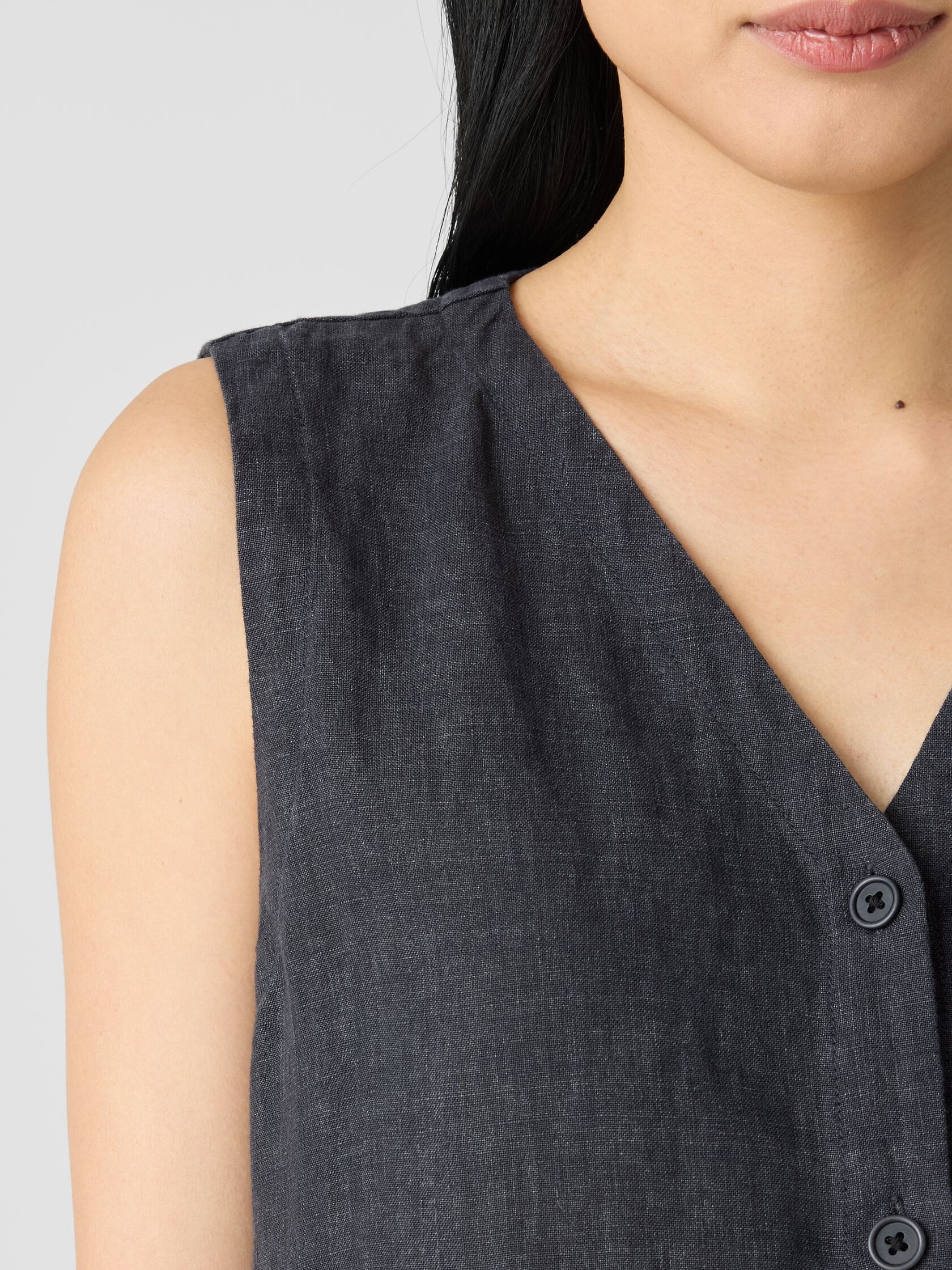 Washed Organic Linen Délavé Vest