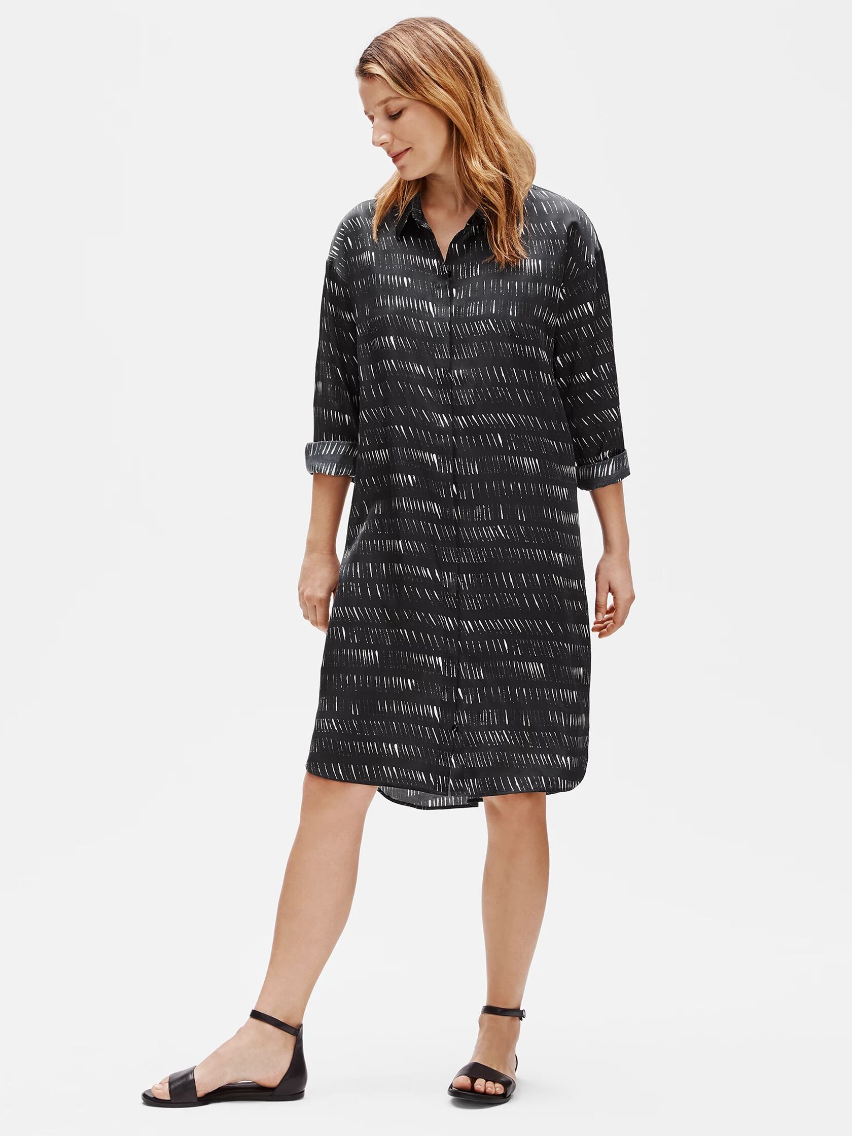 Silk Organic Cotton Dash Shirtdress