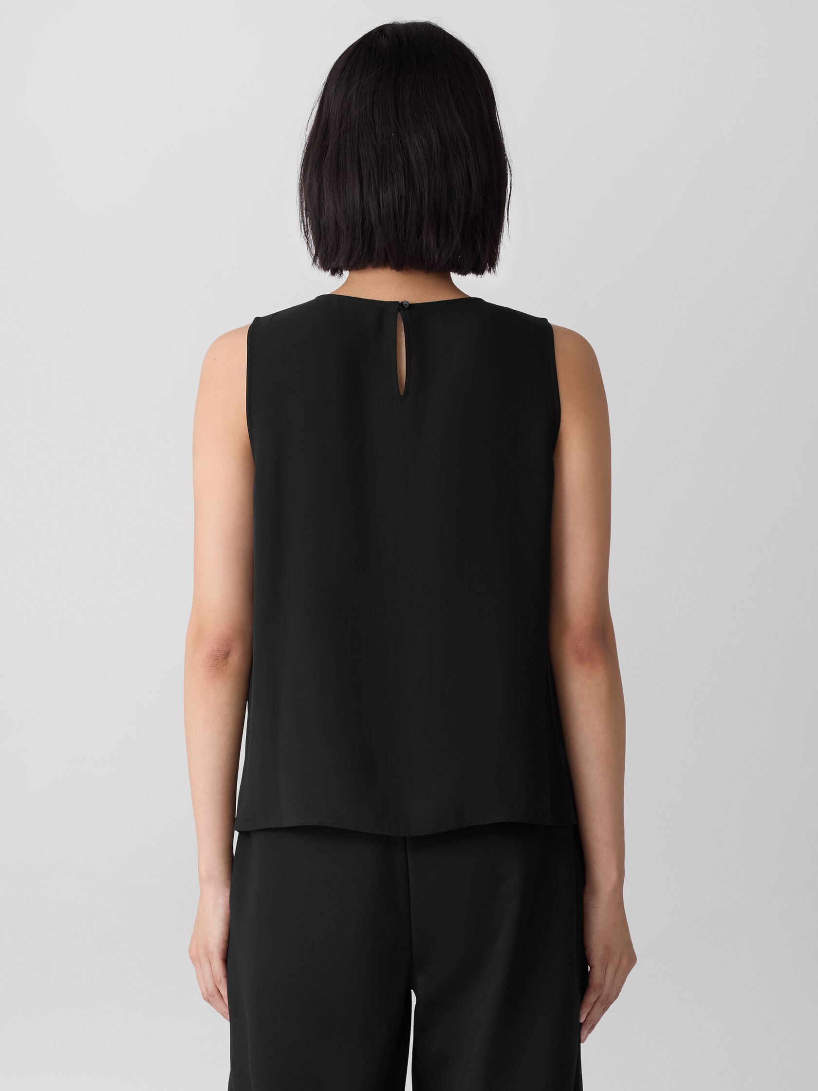 Silk Georgette Crepe Round Neck Tank