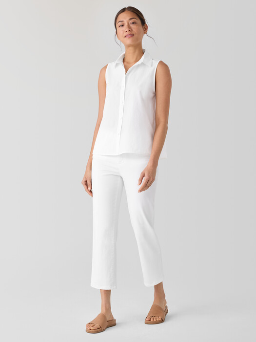 Washed Organic Cotton Poplin Sleeveless Shirt