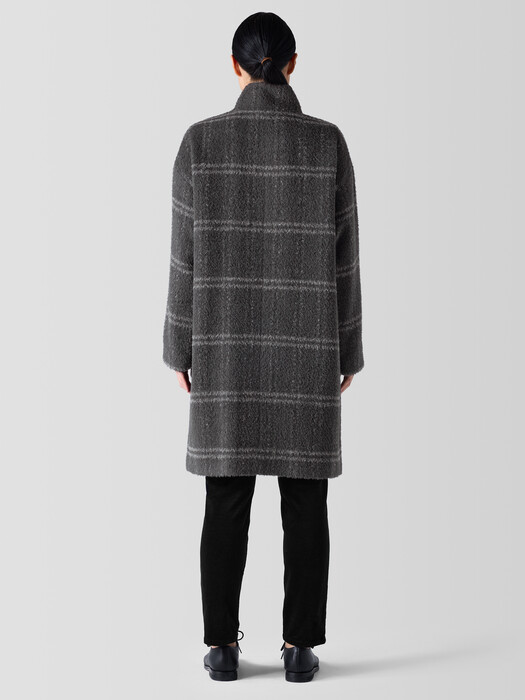 Luxe Alpaca Windowpane Stand Collar Coat
