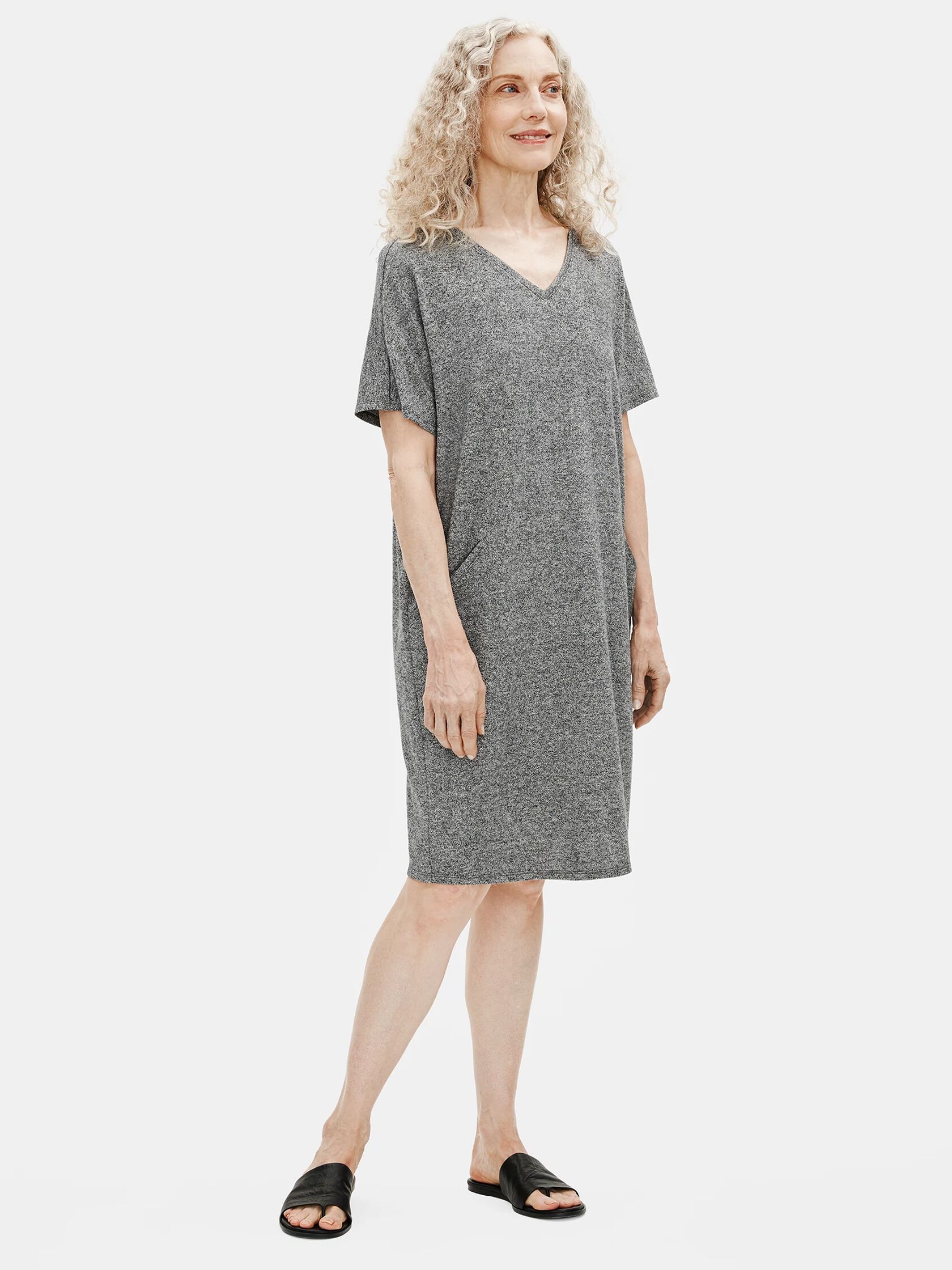 Organic Cotton Hemp Melange V-Neck Dress