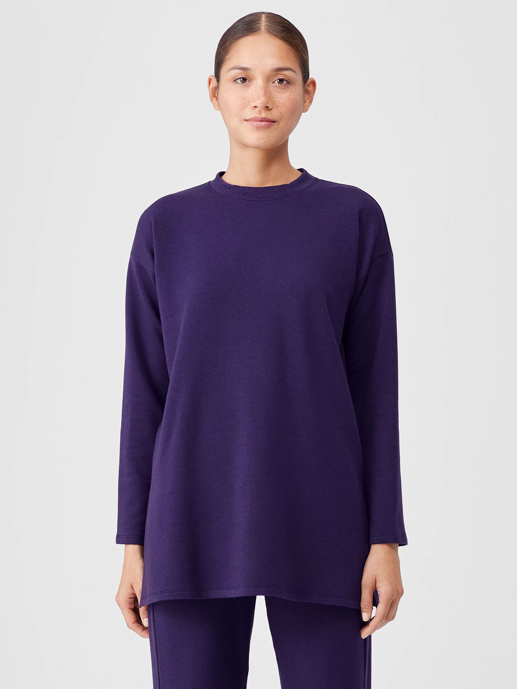 Cozy Brushed Terry Hug Crew Neck Long Top