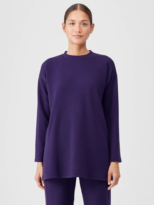 Cozy Brushed Terry Hug Crew Neck Long Top