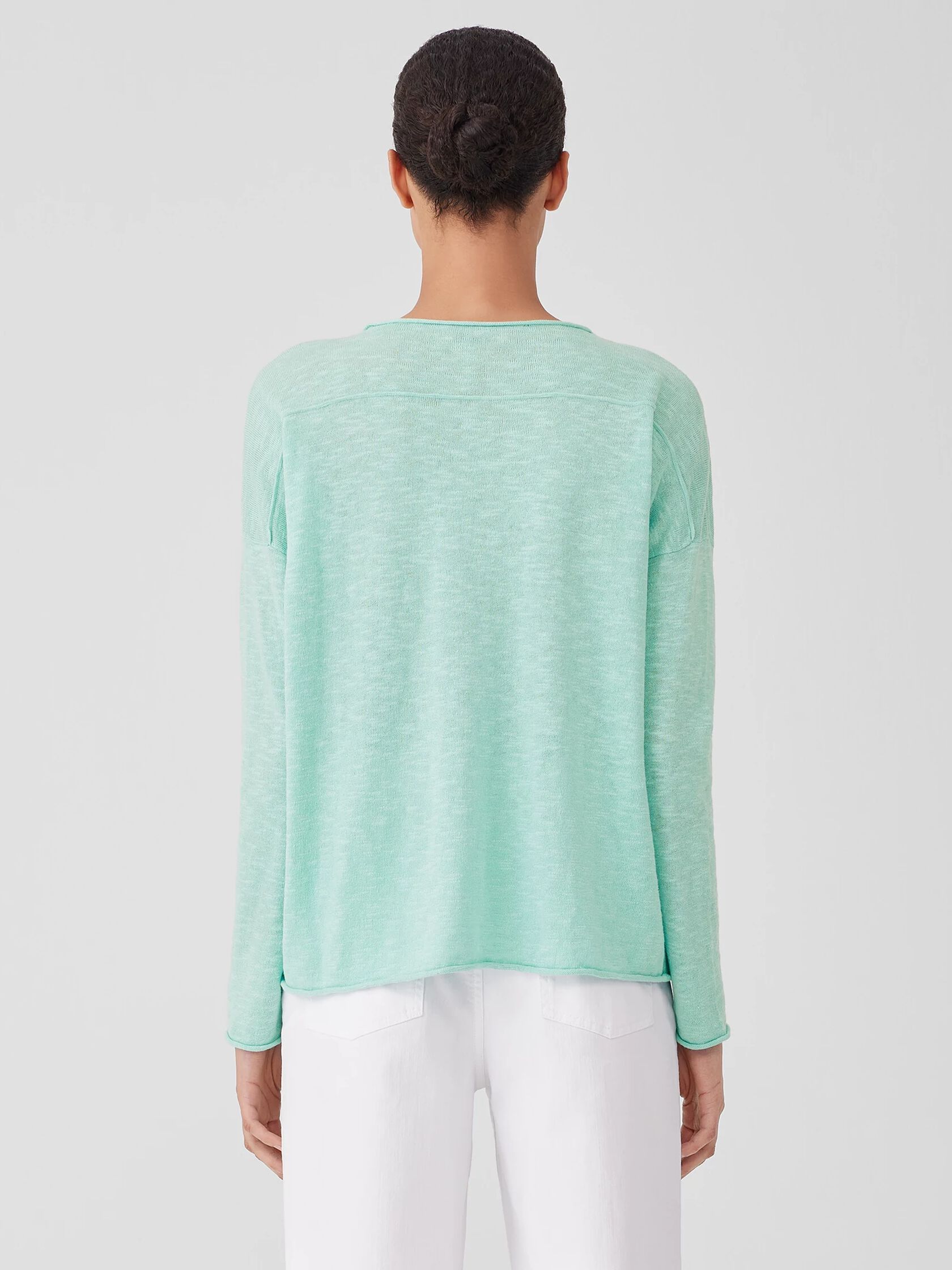 Organic Linen Cotton Slub V-Neck Top