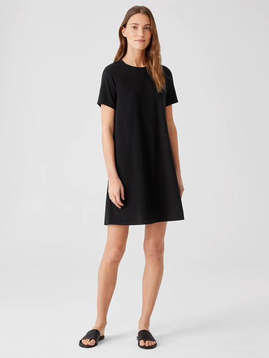 Traceable Cotton Jersey Crew Neck Dress