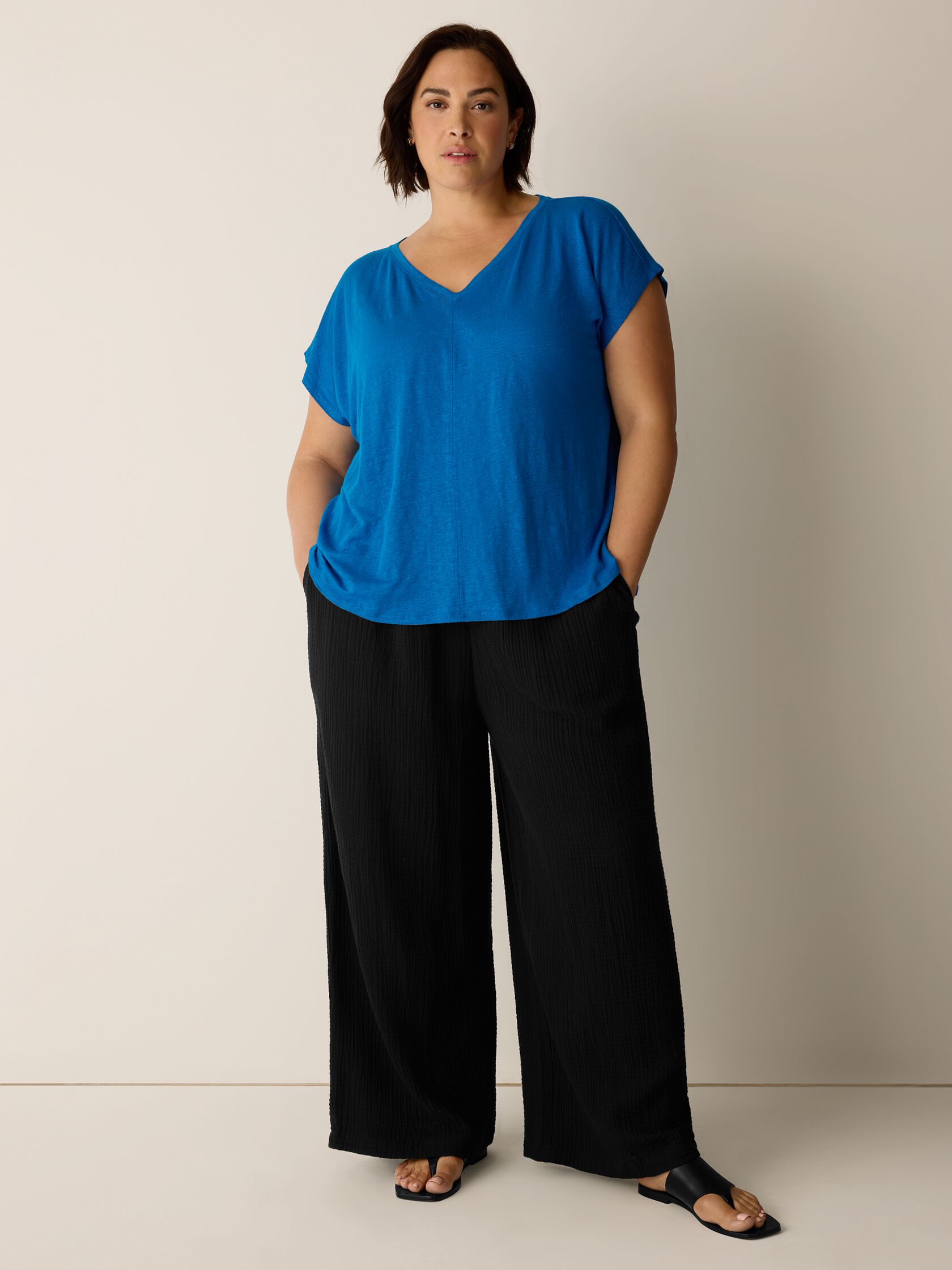 Organic Linen Jersey V-Neck Tee