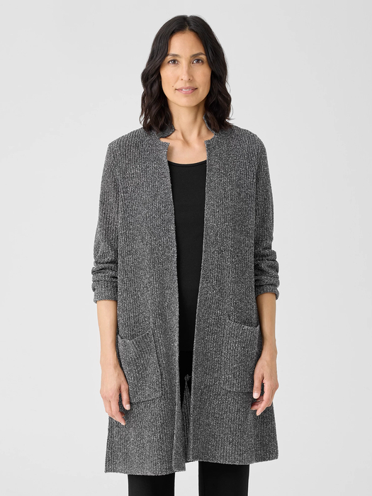 Silk Noil Stand Collar Cardigan