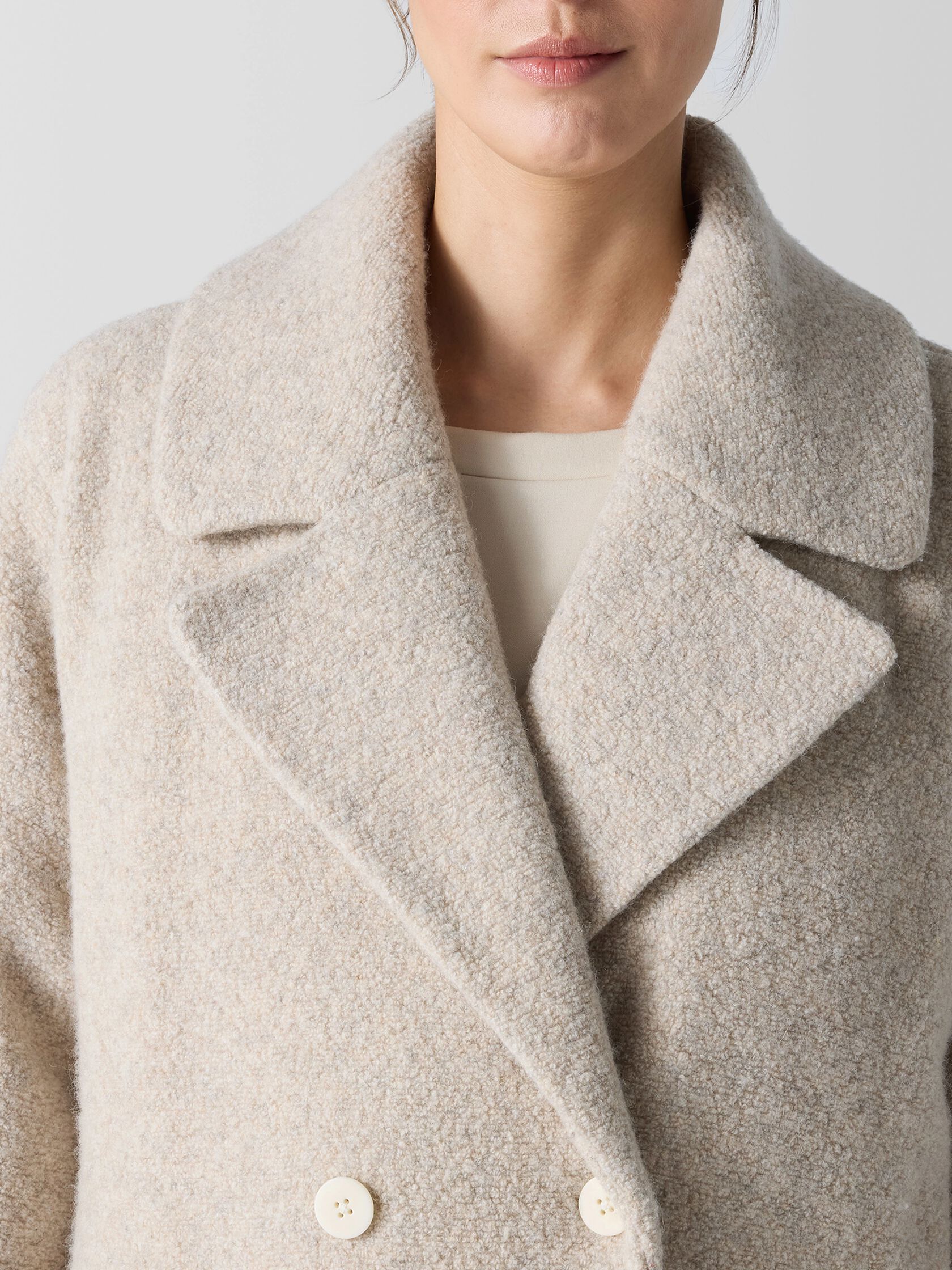 Cozy Recycled Wool Boucle Notch Collar Coat