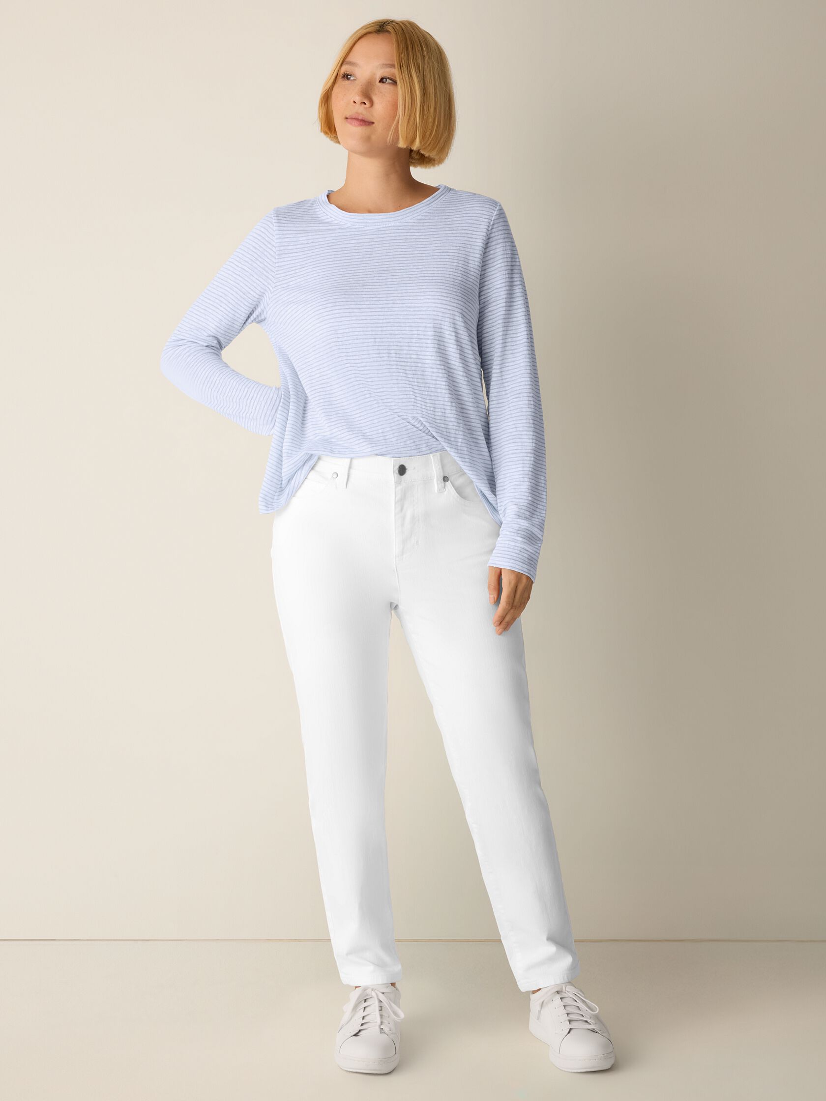 Garment-Dyed Organic Cotton Denim Slim Jean