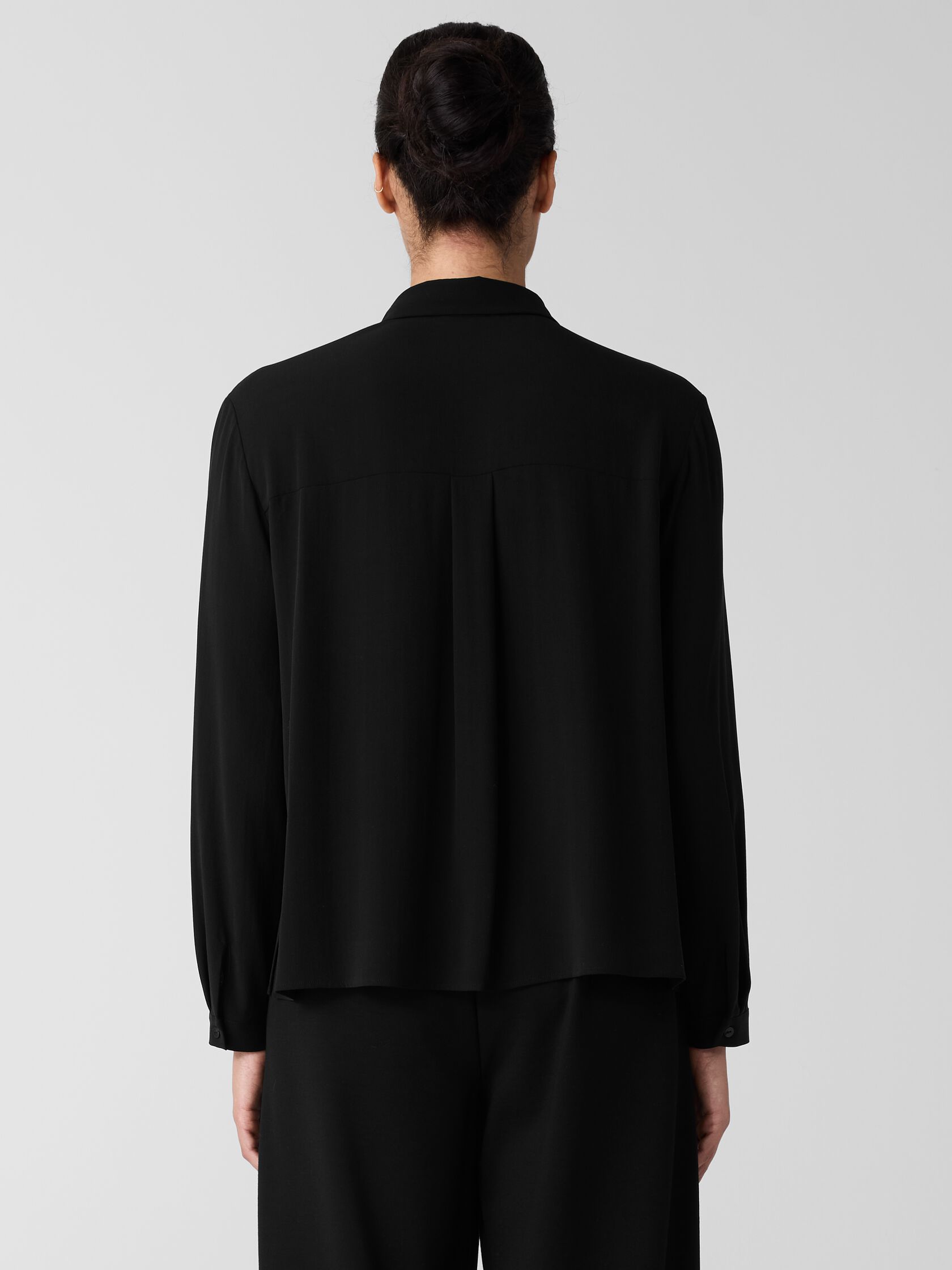 Silk Georgette Crepe Classic Collar Shirt