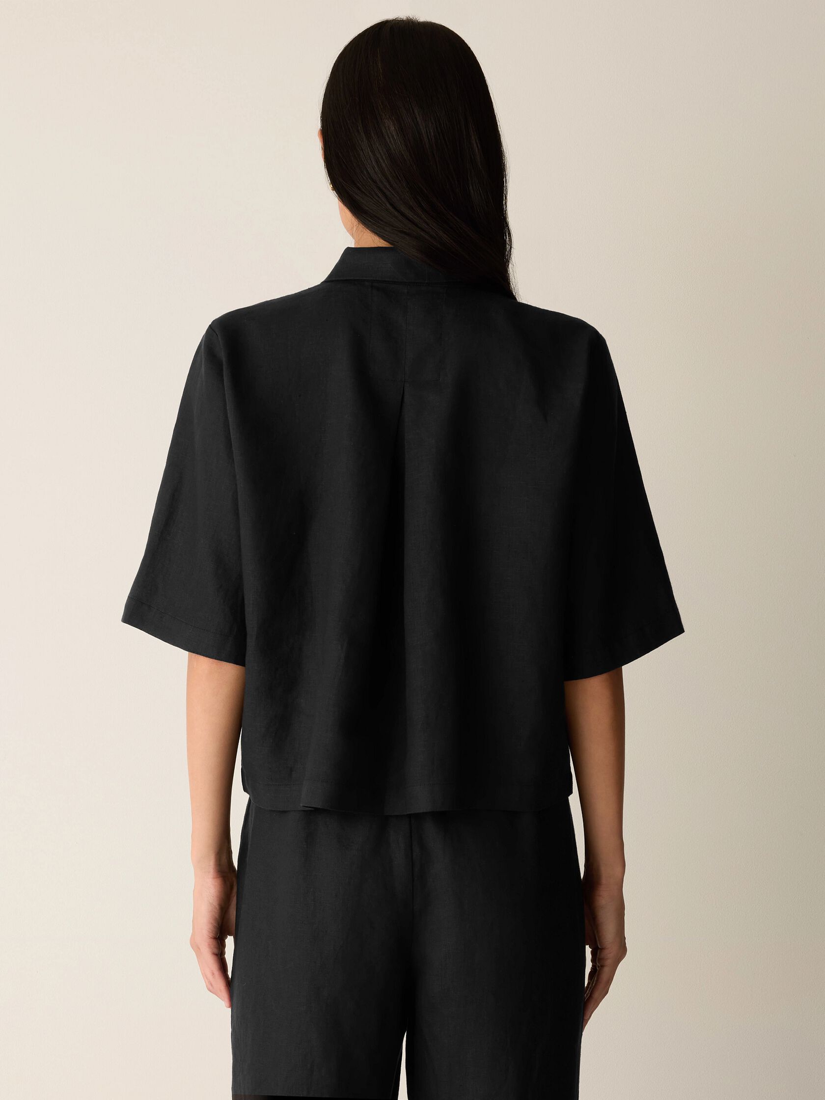 Organic Handkerchief Linen Elbow-Sleeve Shirt