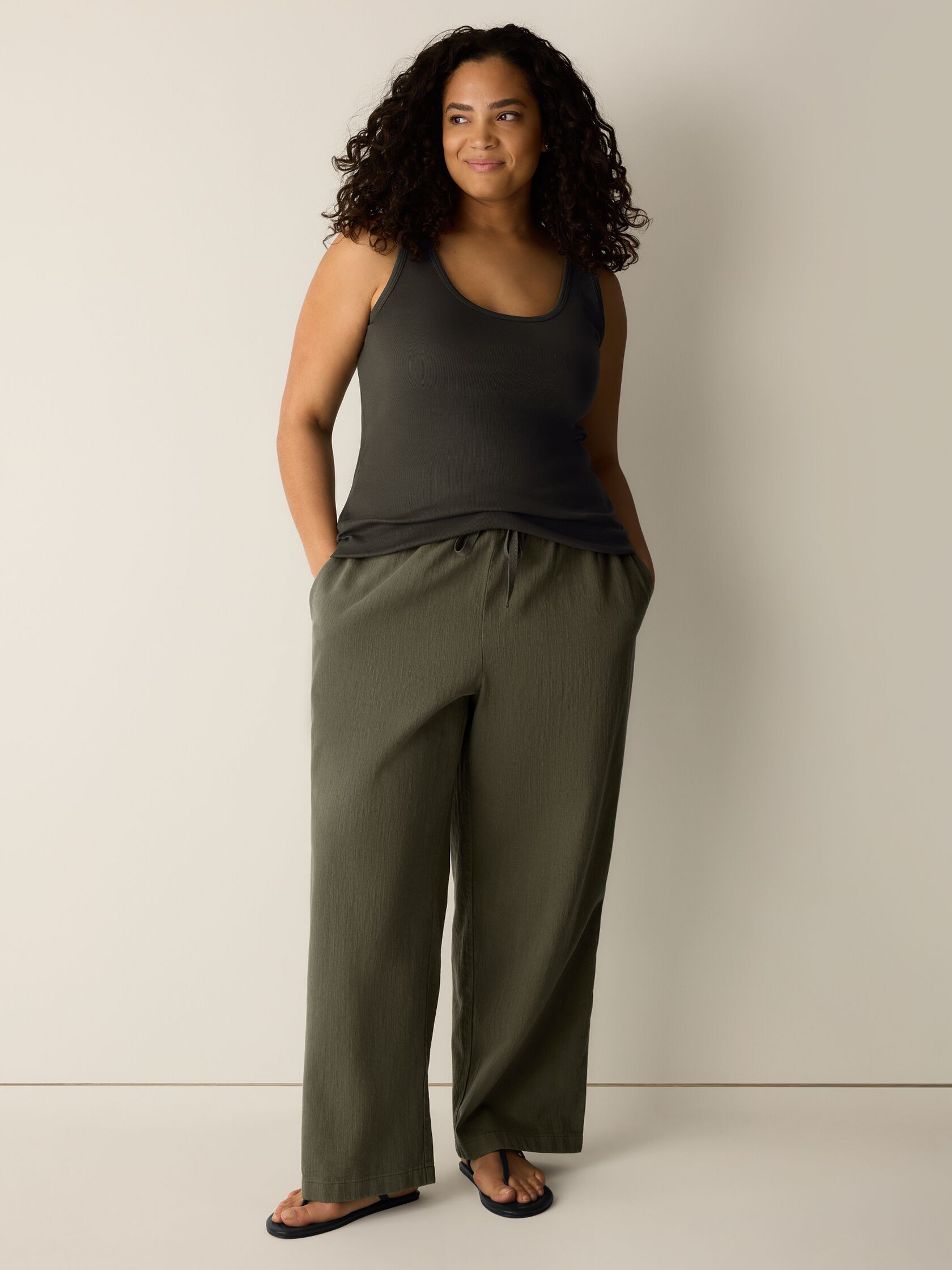 Organic Cotton Stretch Rib Scoop Neck Tank