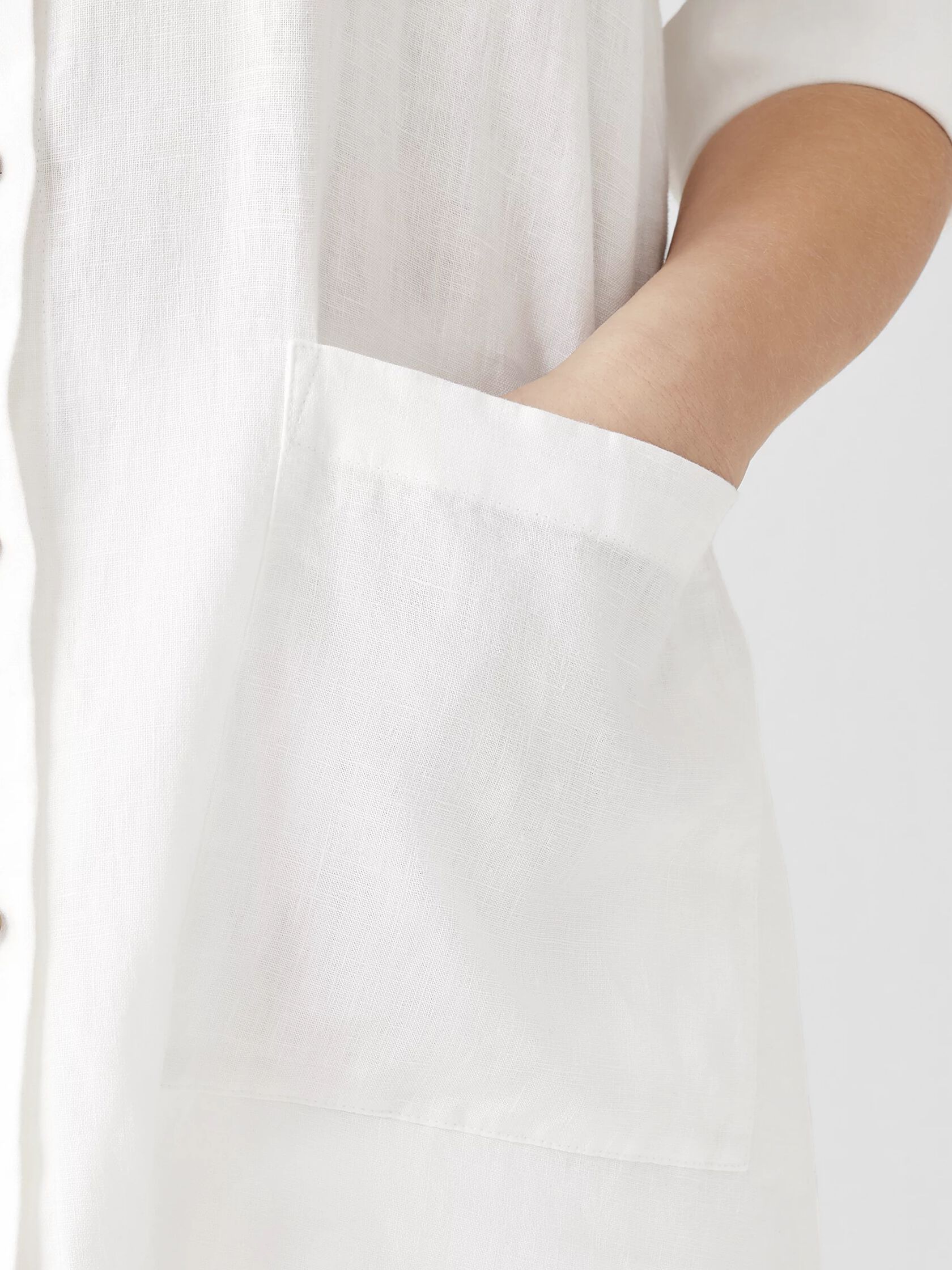 Organic Linen Mandarin Collar Dress | EILEEN FISHER