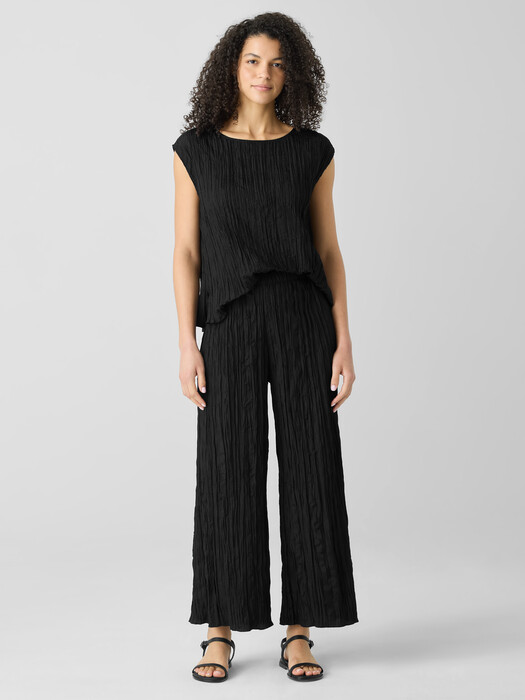 Crushed Silk Wide-Leg Pant
