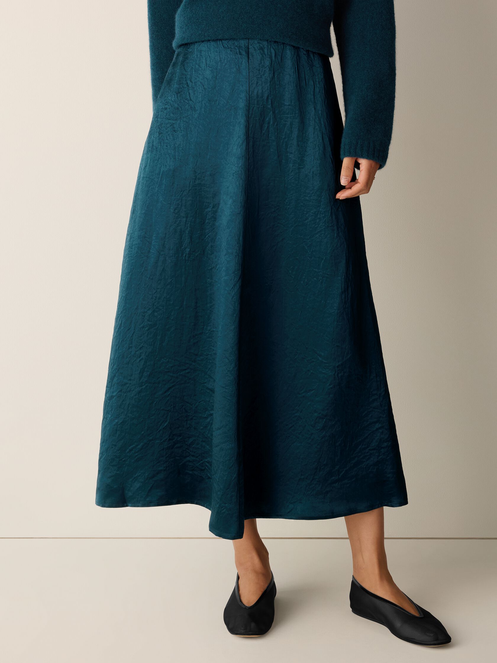 Textured Satin Half-Circle Skirt
