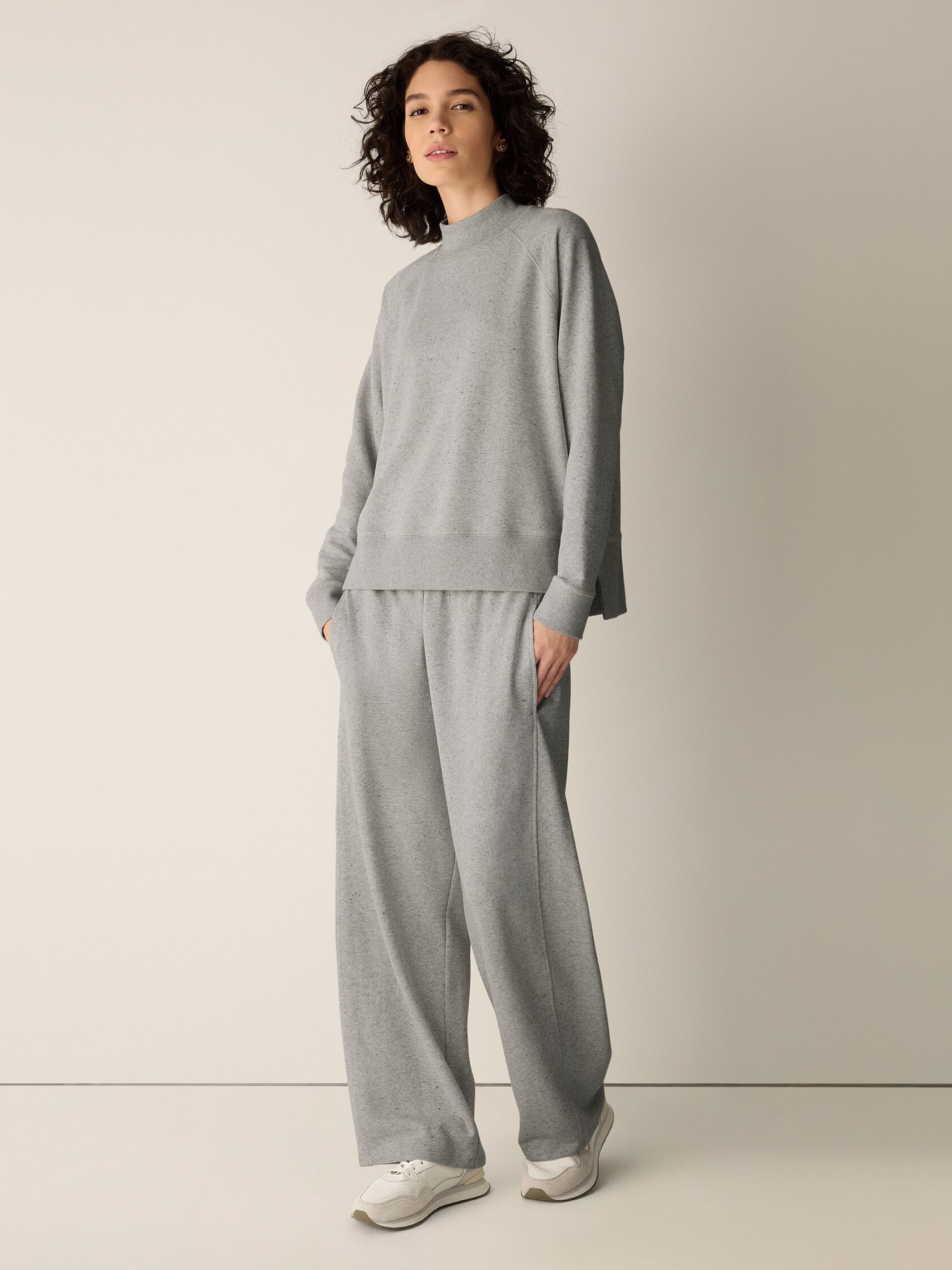 Heathered Fleece High Neck Top