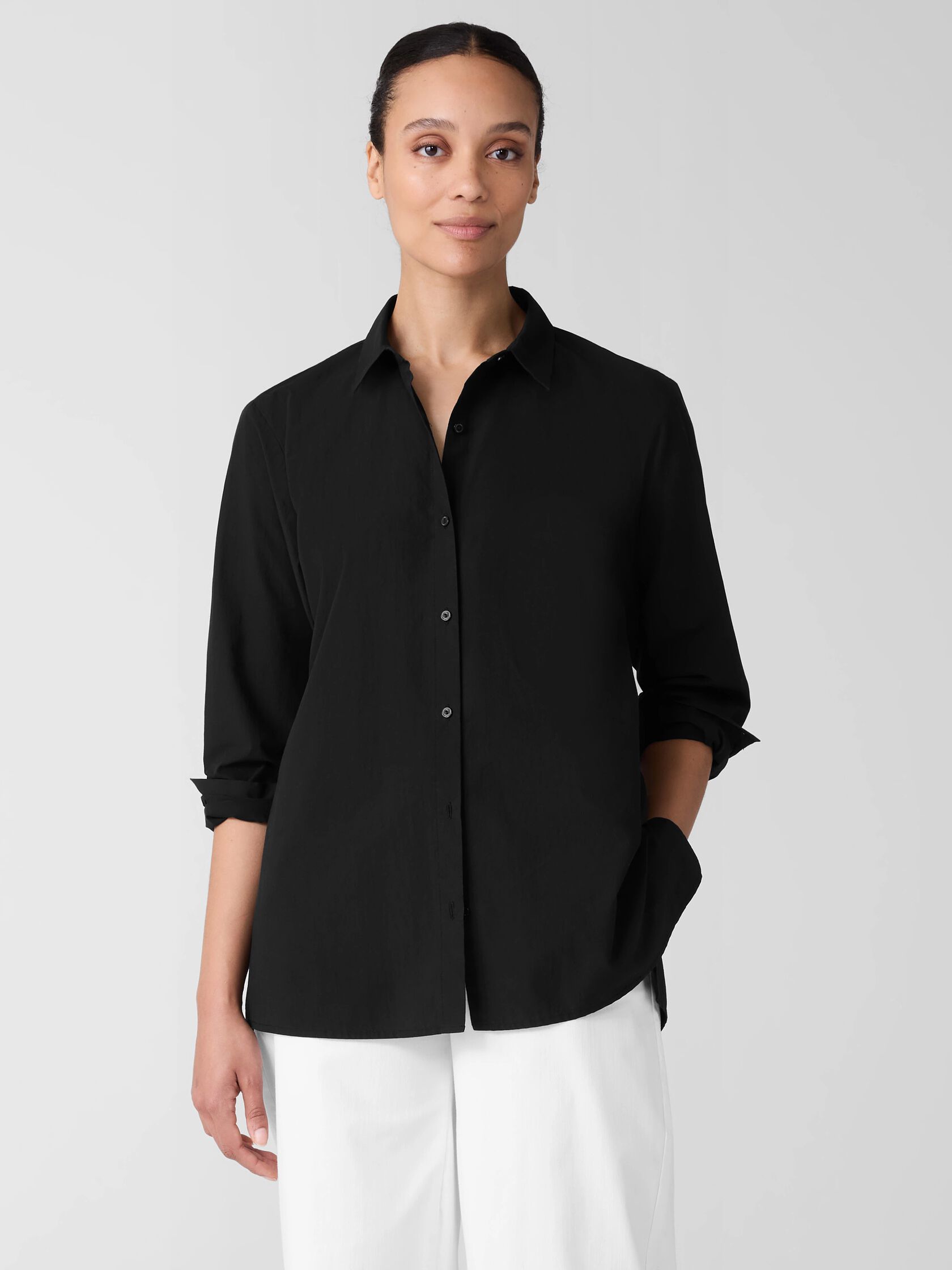 Washed Organic Cotton Poplin Classic Collar Shirt