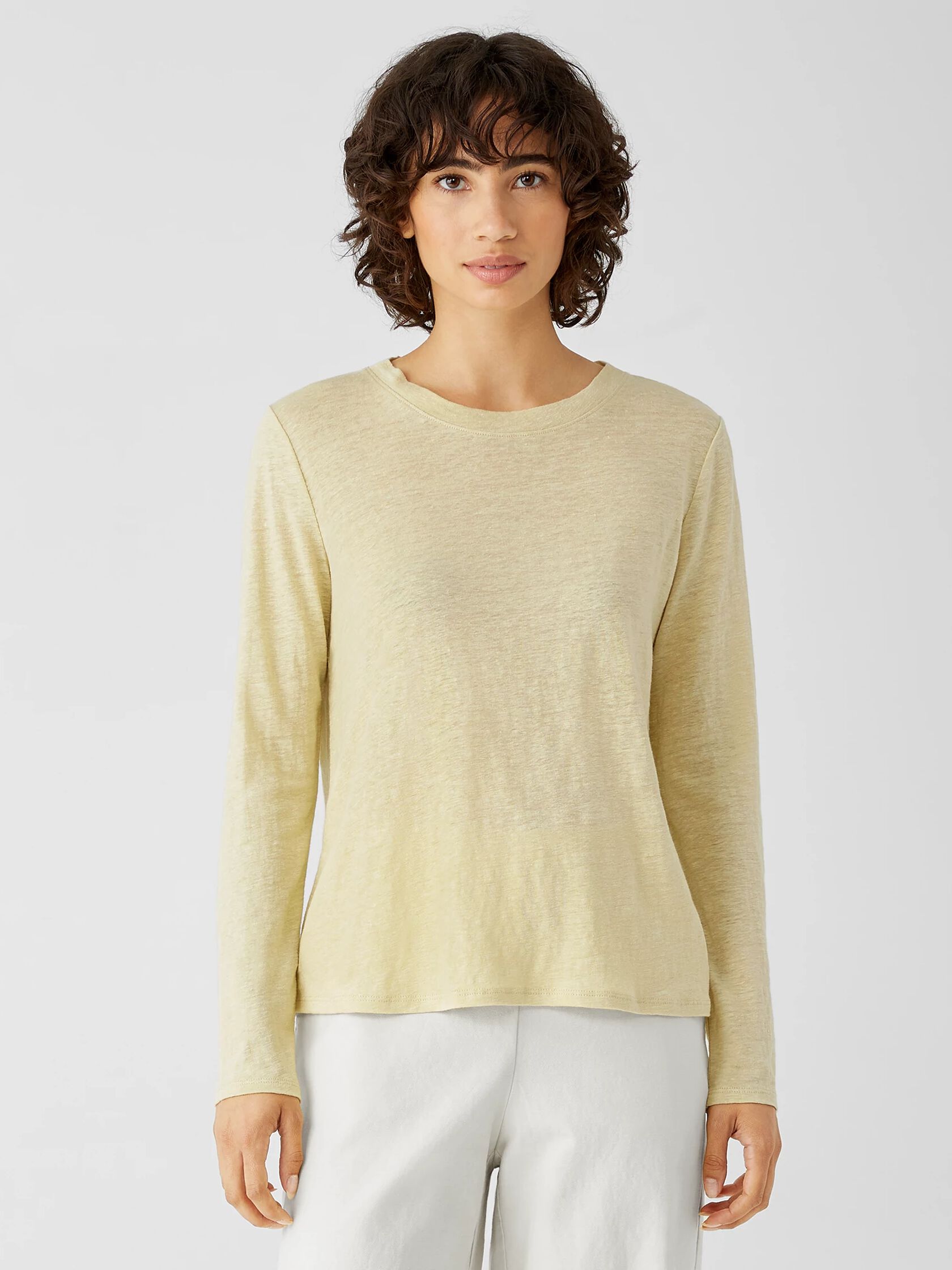 Organic Linen Jersey Crew Neck Top