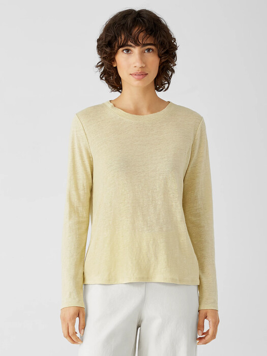 Organic Linen Jersey Crew Neck Top