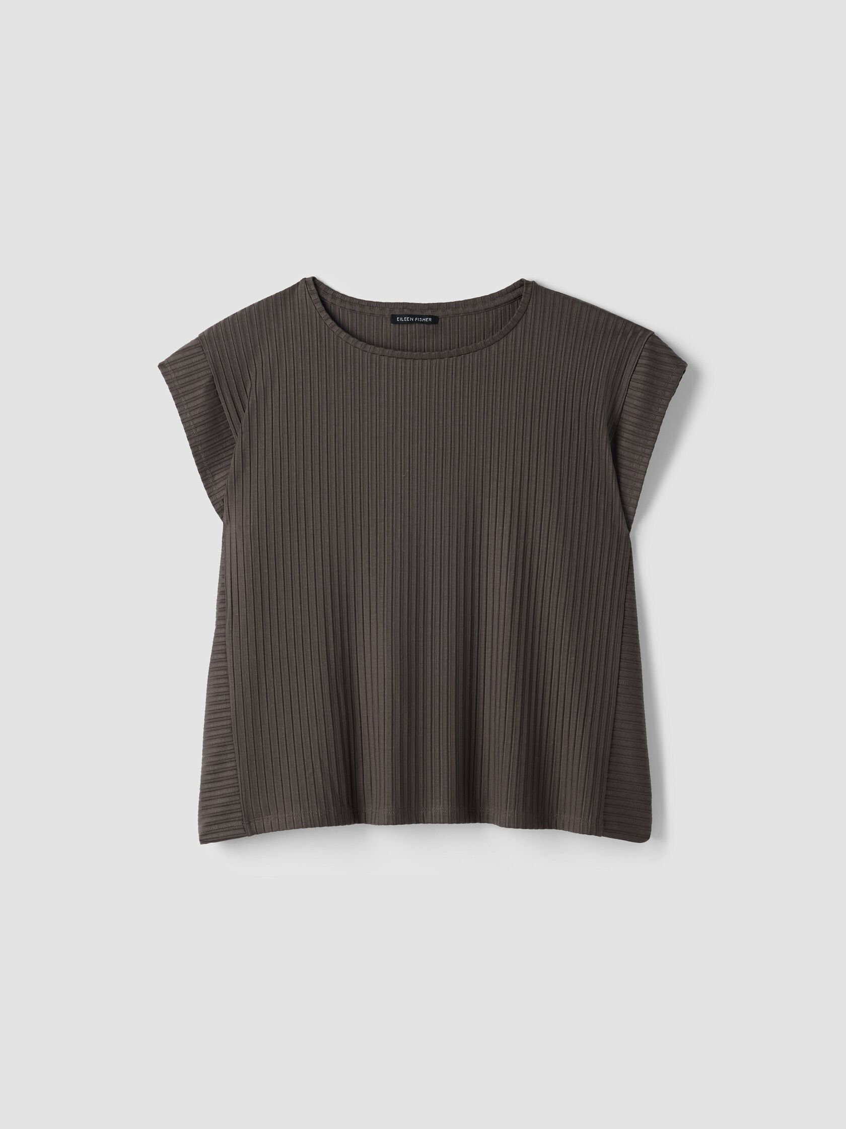 Textured Stretch Rib Round Neck Top