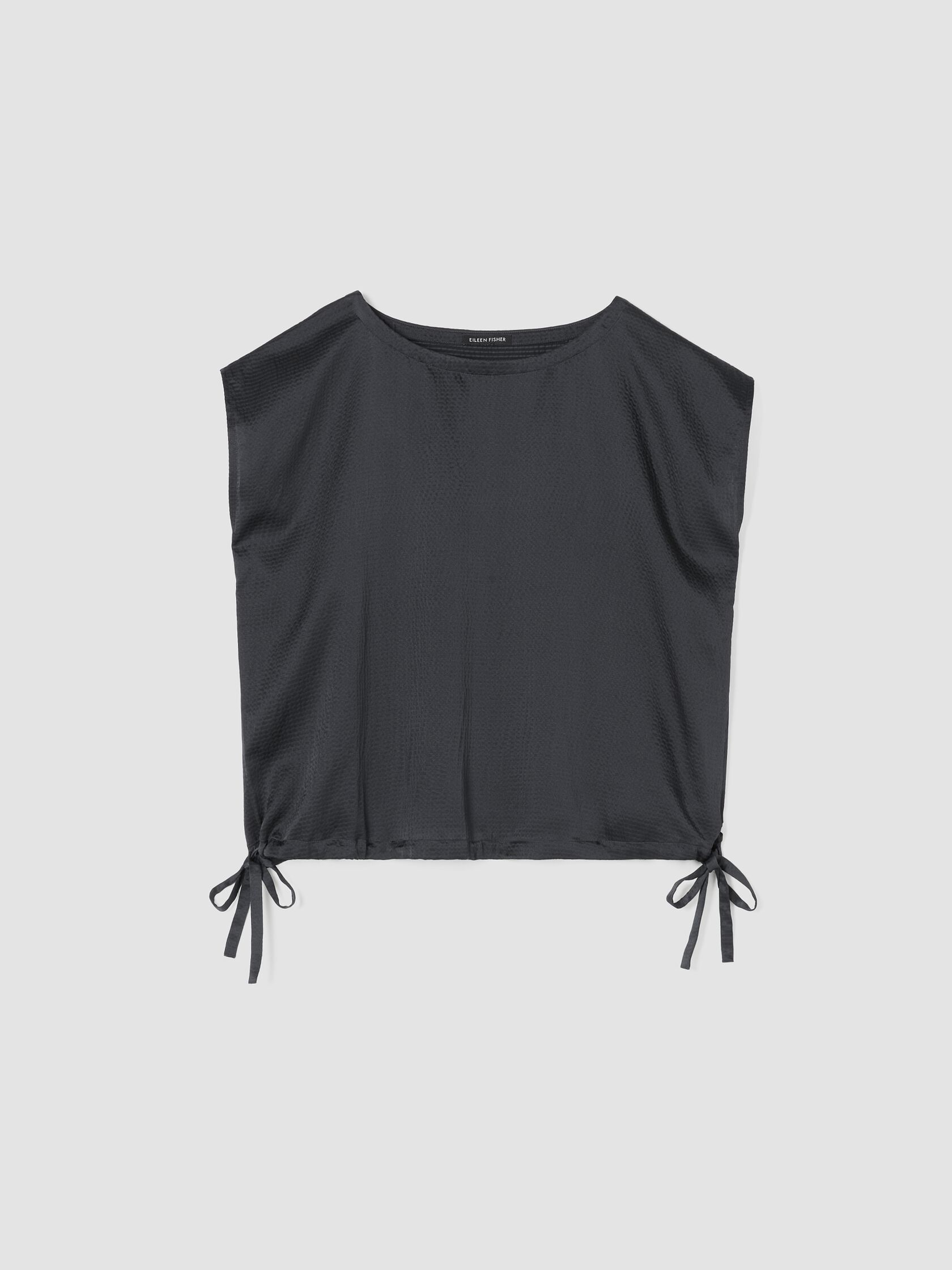 Hammered Silk Cotton Bateau Neck Top