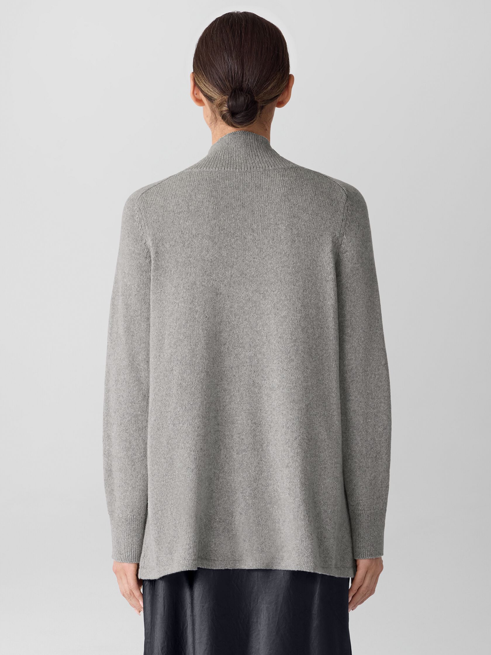 Cotton & Recycled Cashmere Turtleneck Long Top