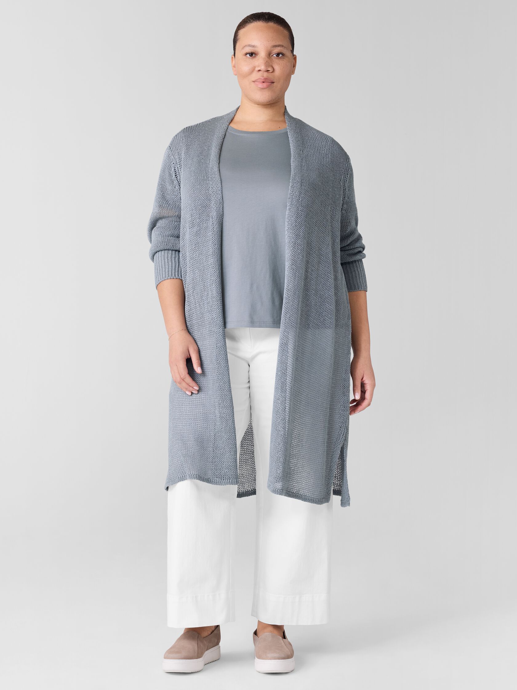 Organic Linen Cotton Cord Long Cardigan