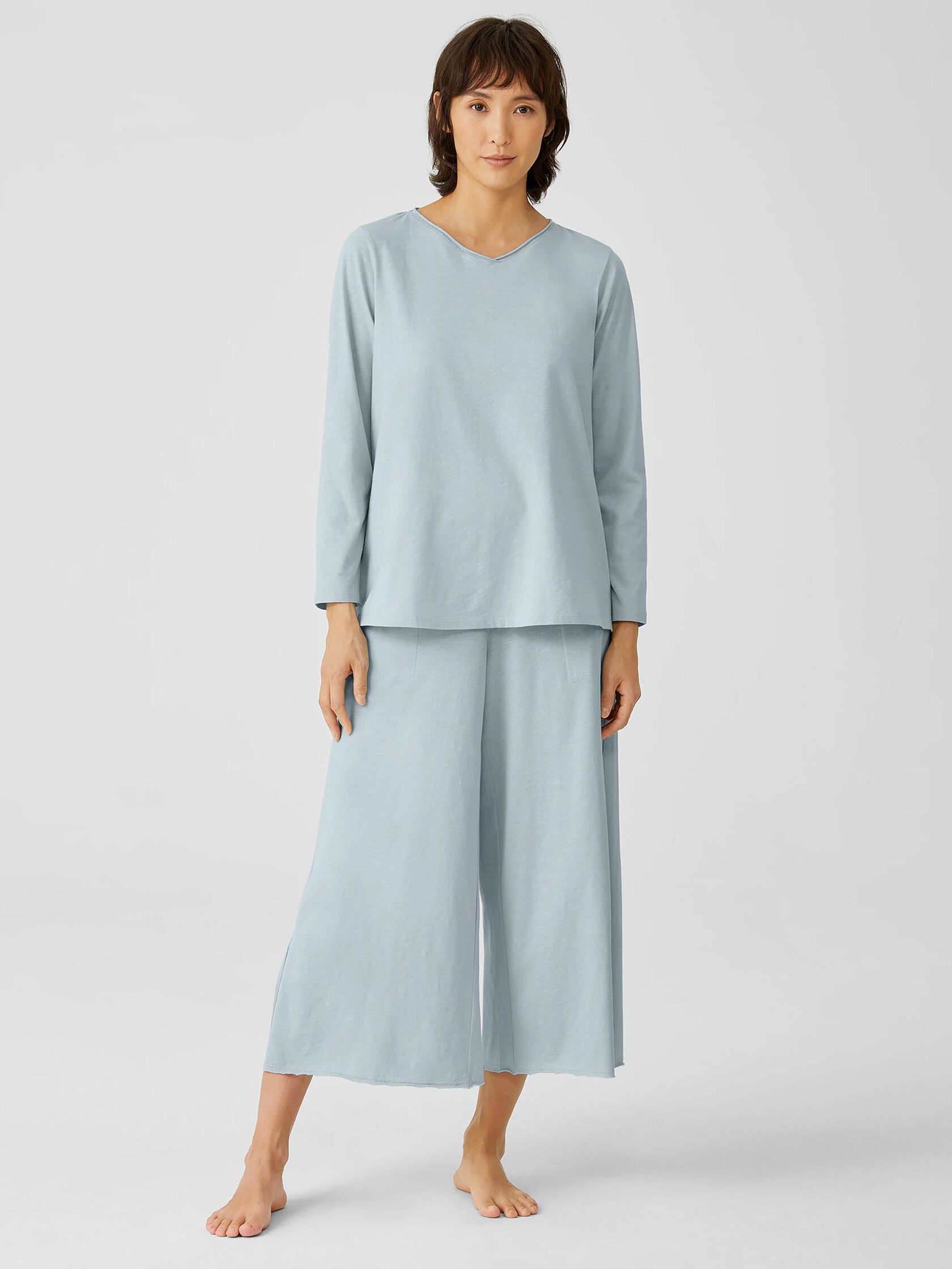 Organic Cotton Slub Jersey Wide-Leg Pant