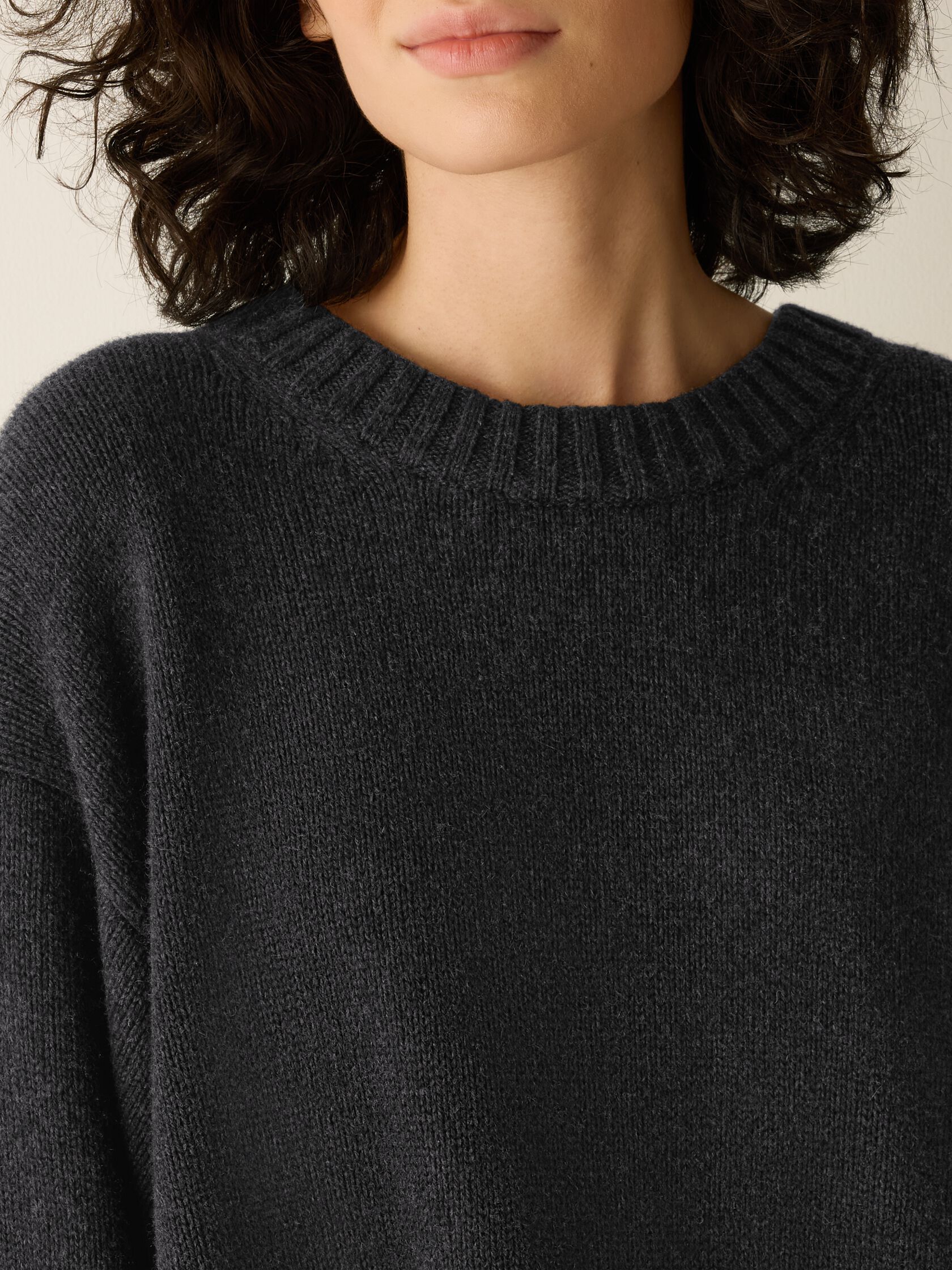 Cotton & Recycled Cashmere Crew Neck Long Top