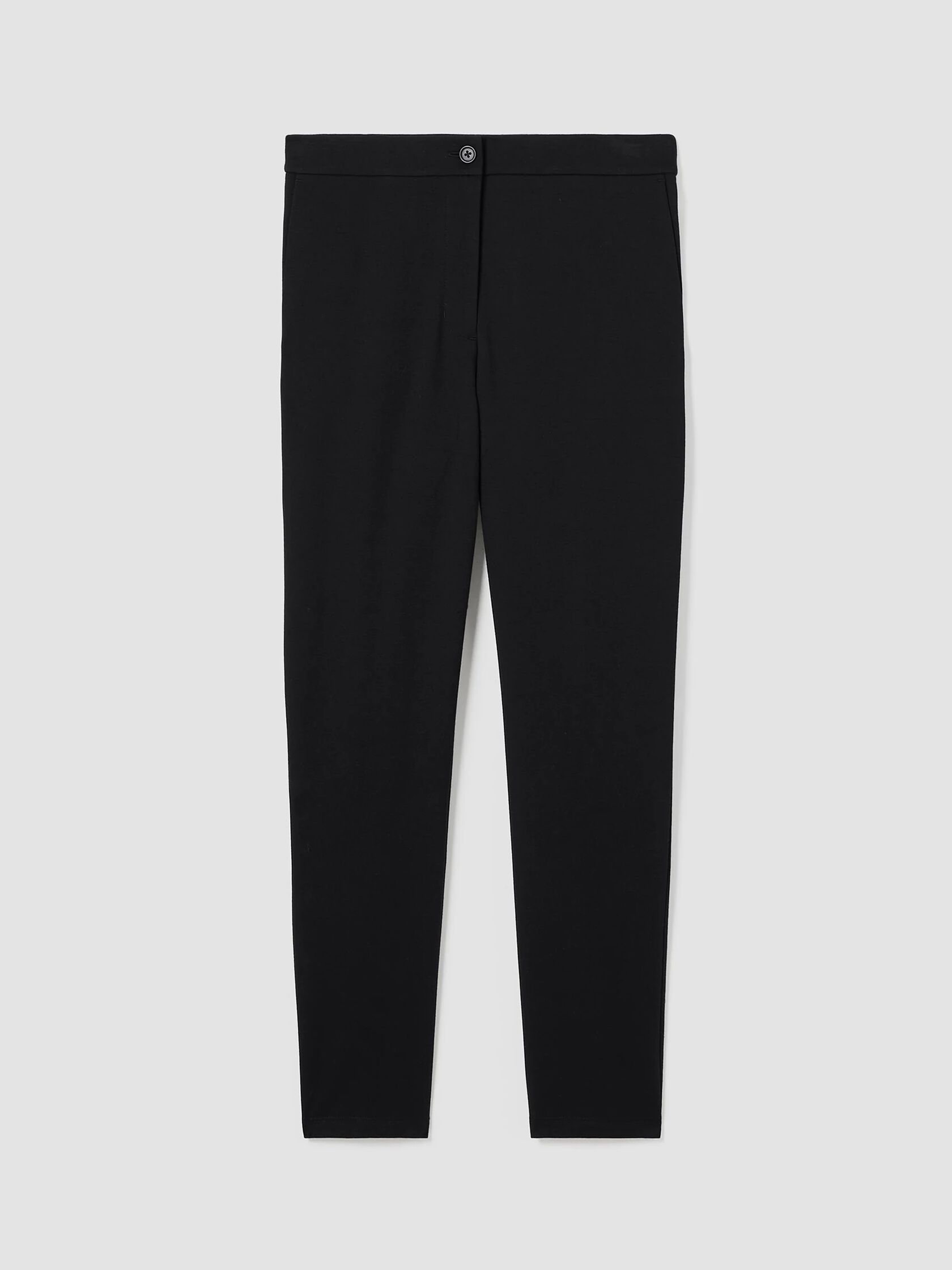 Cotton Blend Ponte High-Waisted Slim Pant