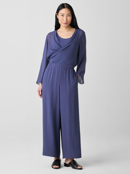 Silk Georgette Crepe Wide-Leg Pant