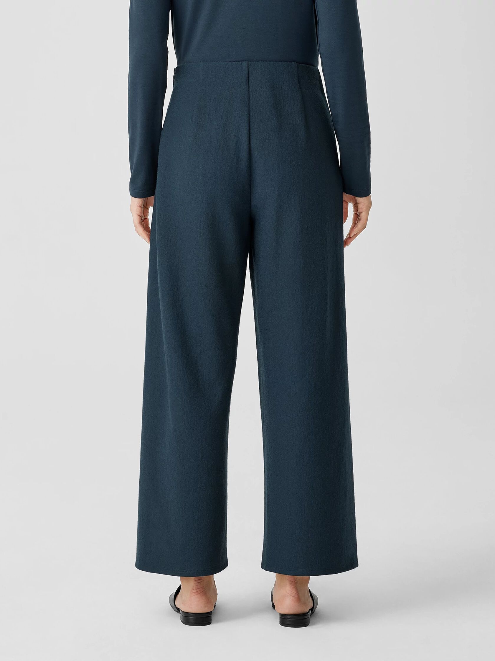 Boiled Wool Jersey Wide-Leg Pant