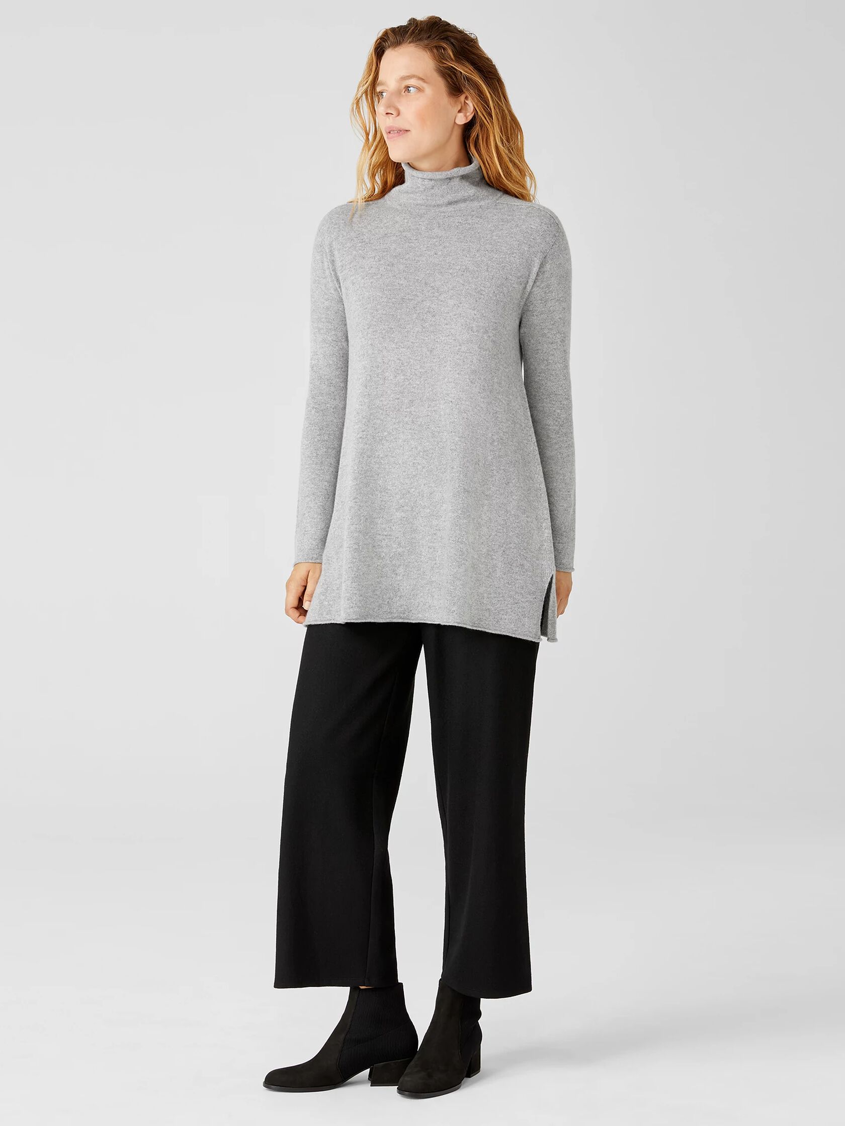 Italian Cashmere Turtleneck Long Top