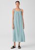 Puckered Organic Linen Square Neck Dress