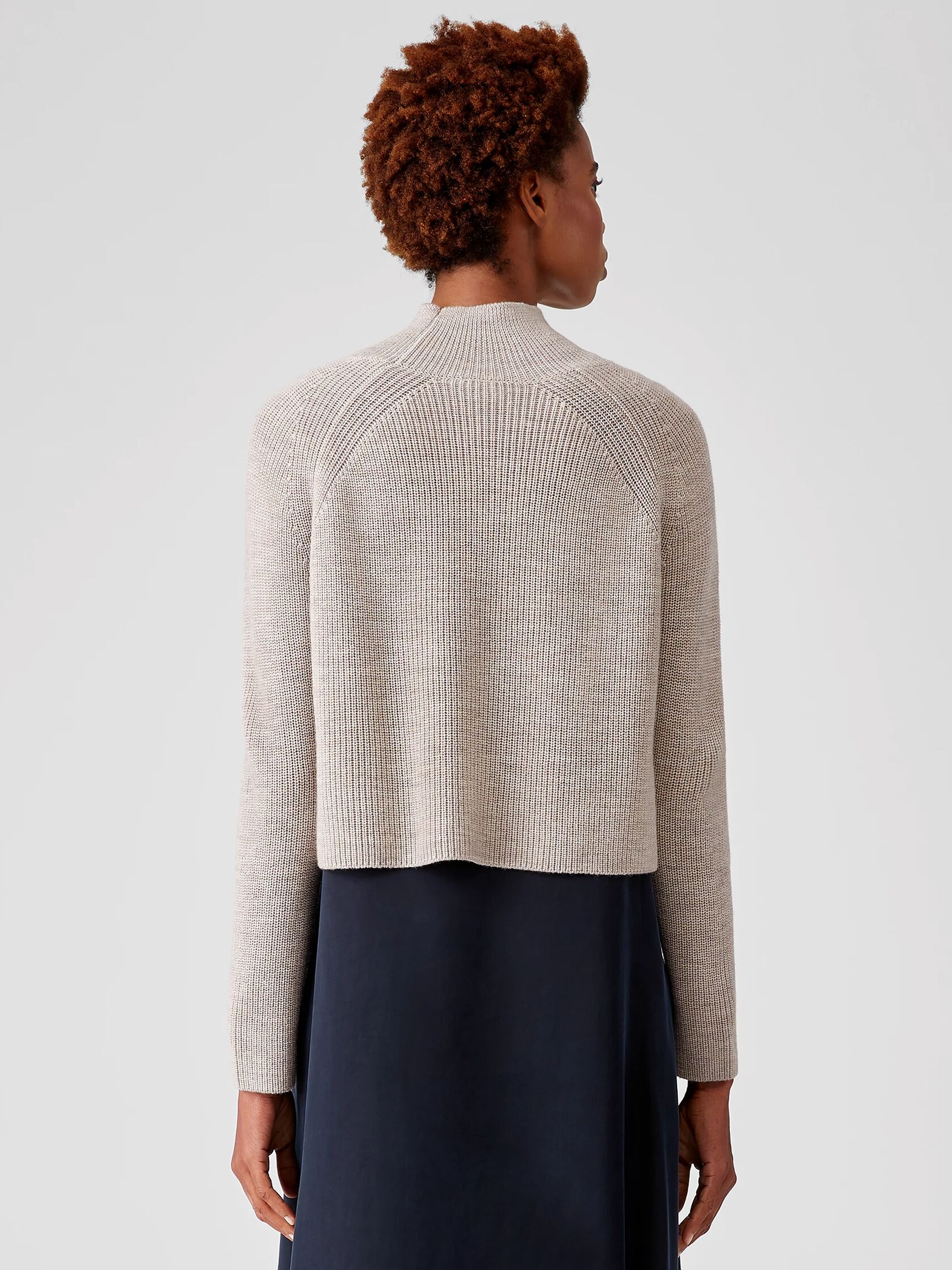 Merino Cropped Turtleneck Top in Regenerative Wool