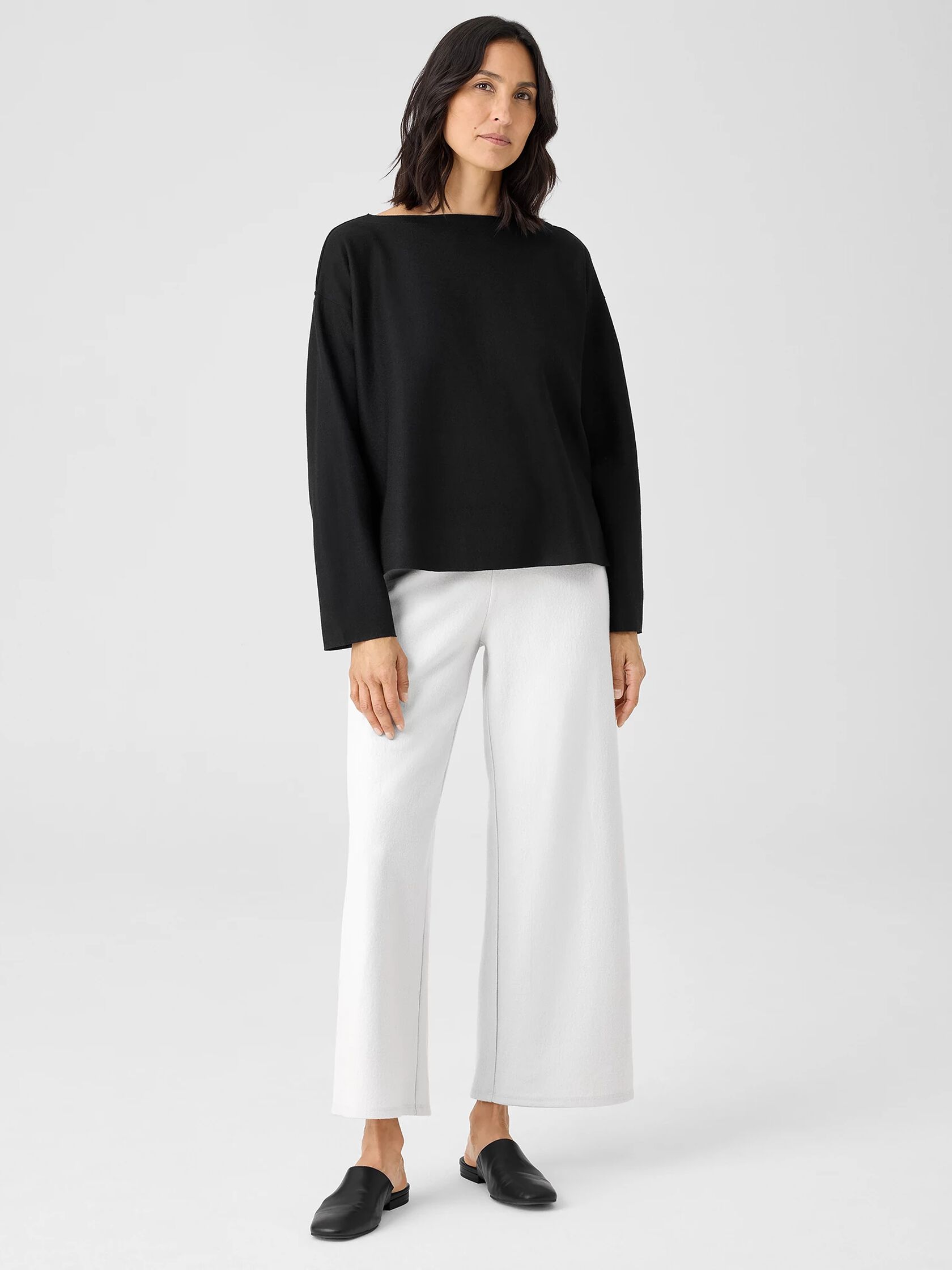 Boiled Wool Jersey Bateau Neck Top