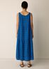 Puckered Organic Linen Plaid Tiered Dress