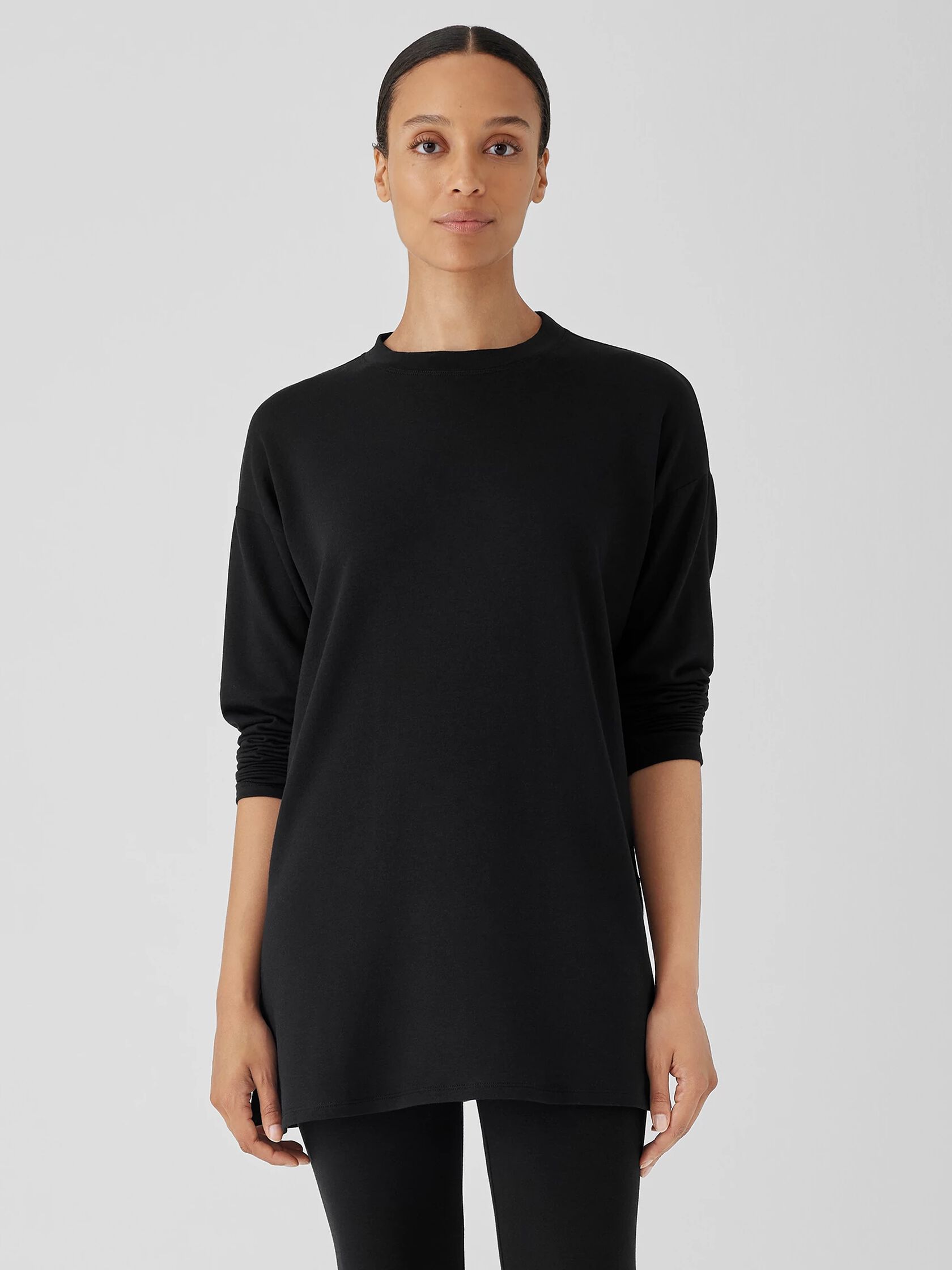 Cozy Brushed Terry Hug Crew Neck Long Top