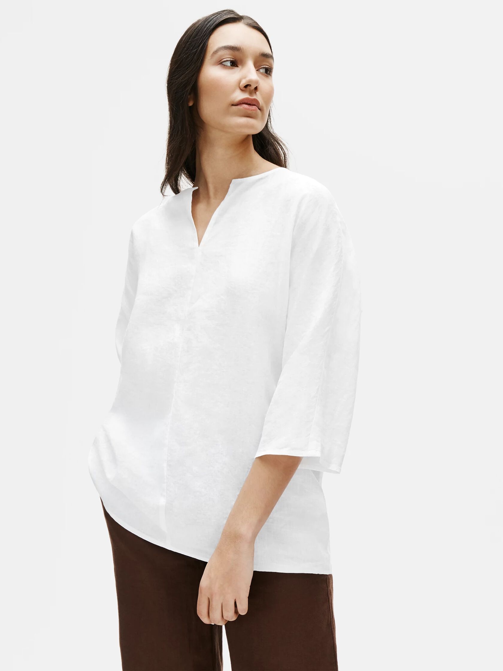 Organic Handkerchief Linen Split Neck Tunic