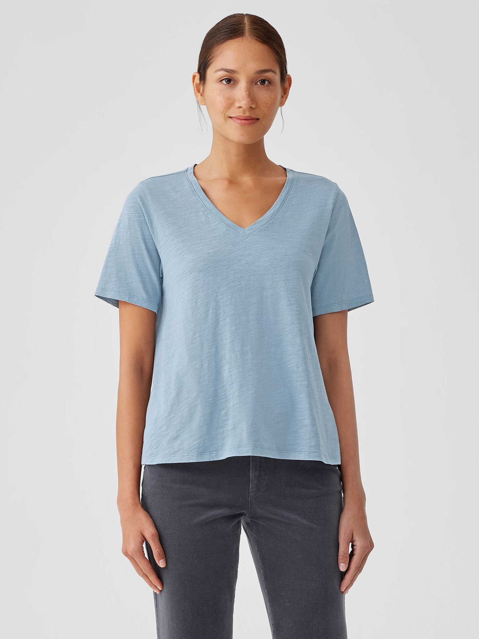 Organic Cotton Slub V-Neck Tee