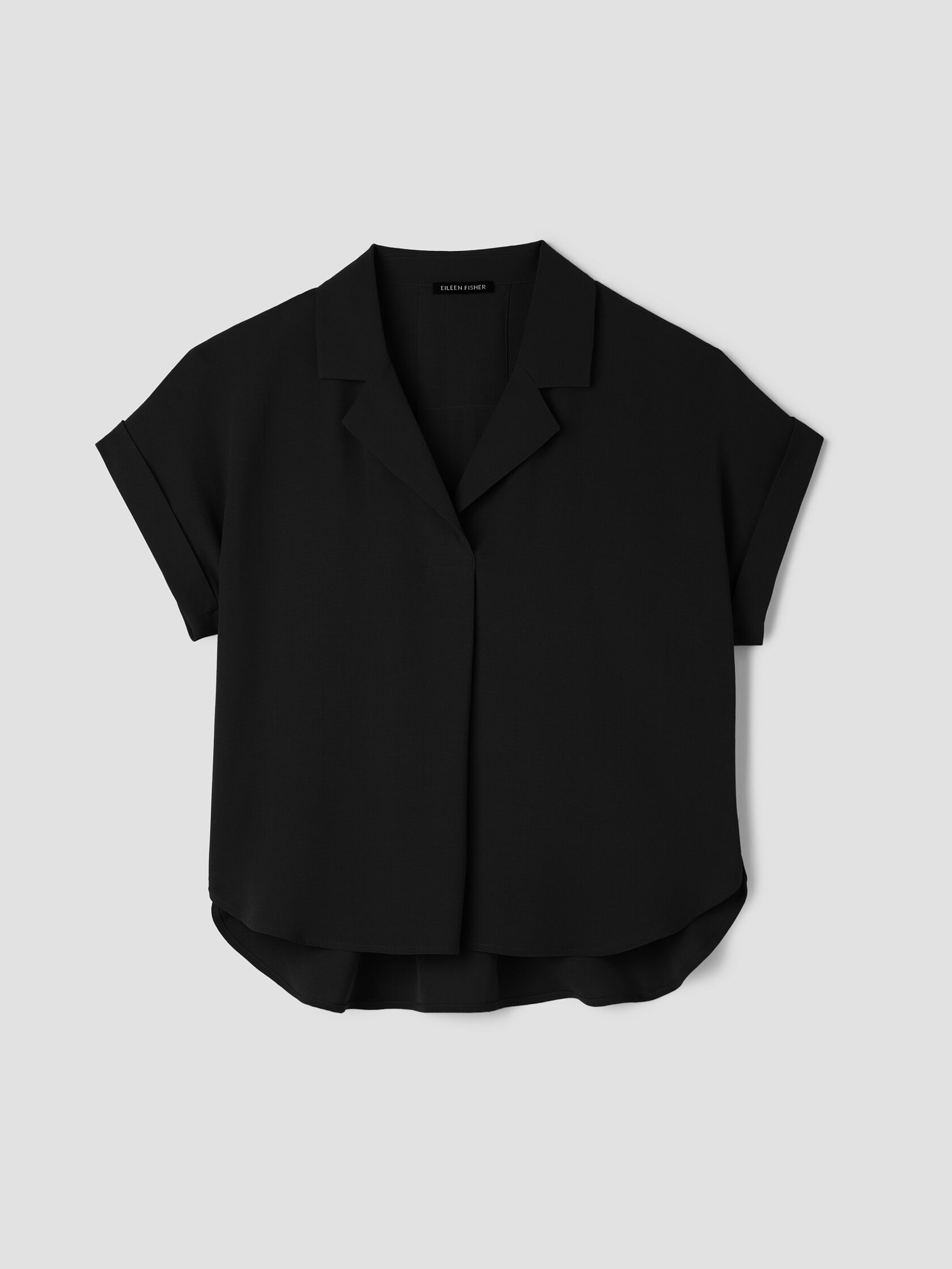 Silk Georgette Crepe Notch Collar Top