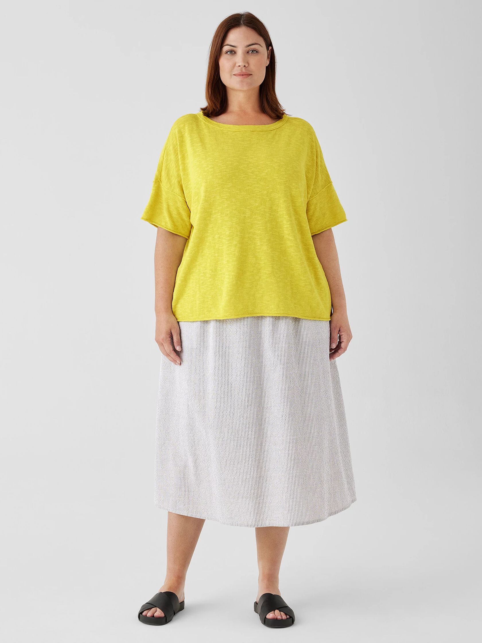 Organic Linen Cotton Slub Bateau Neck Top