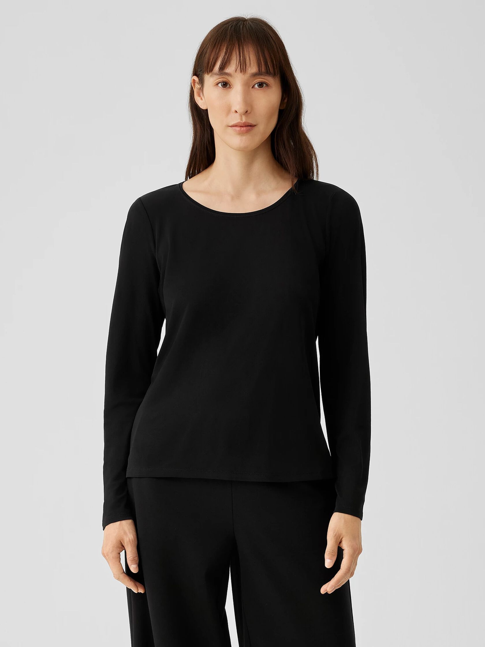 Stretch Silk Jersey Scoop Neck Top