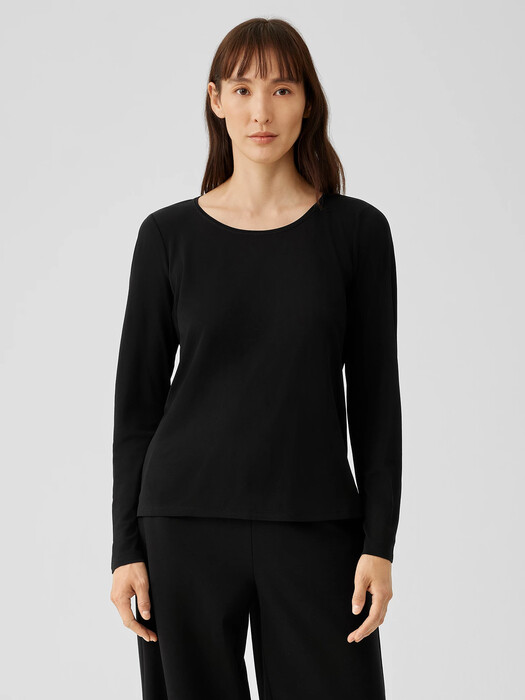 Stretch Silk Jersey Scoop Neck Top