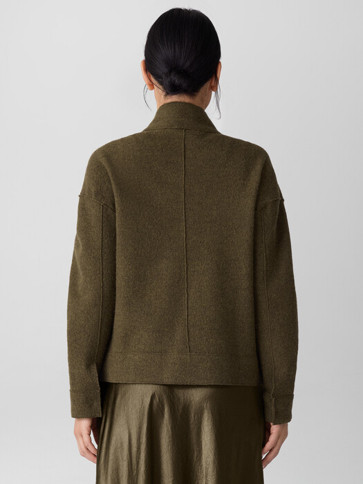 Lightweight Boiled Wool Stand Collar Jacket in Regenerative Wool