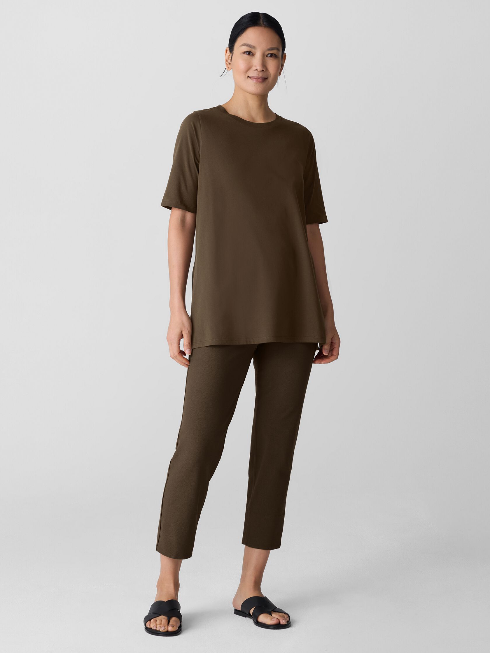 Washable Stretch Crepe Slim Pant