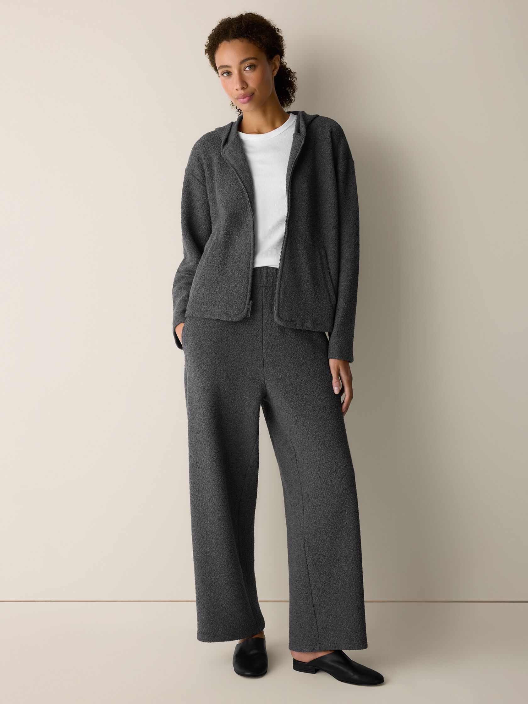 Organic Cotton Boucle Knit Hooded Jacket