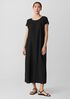 Woven Plissé Round Neck Dress
