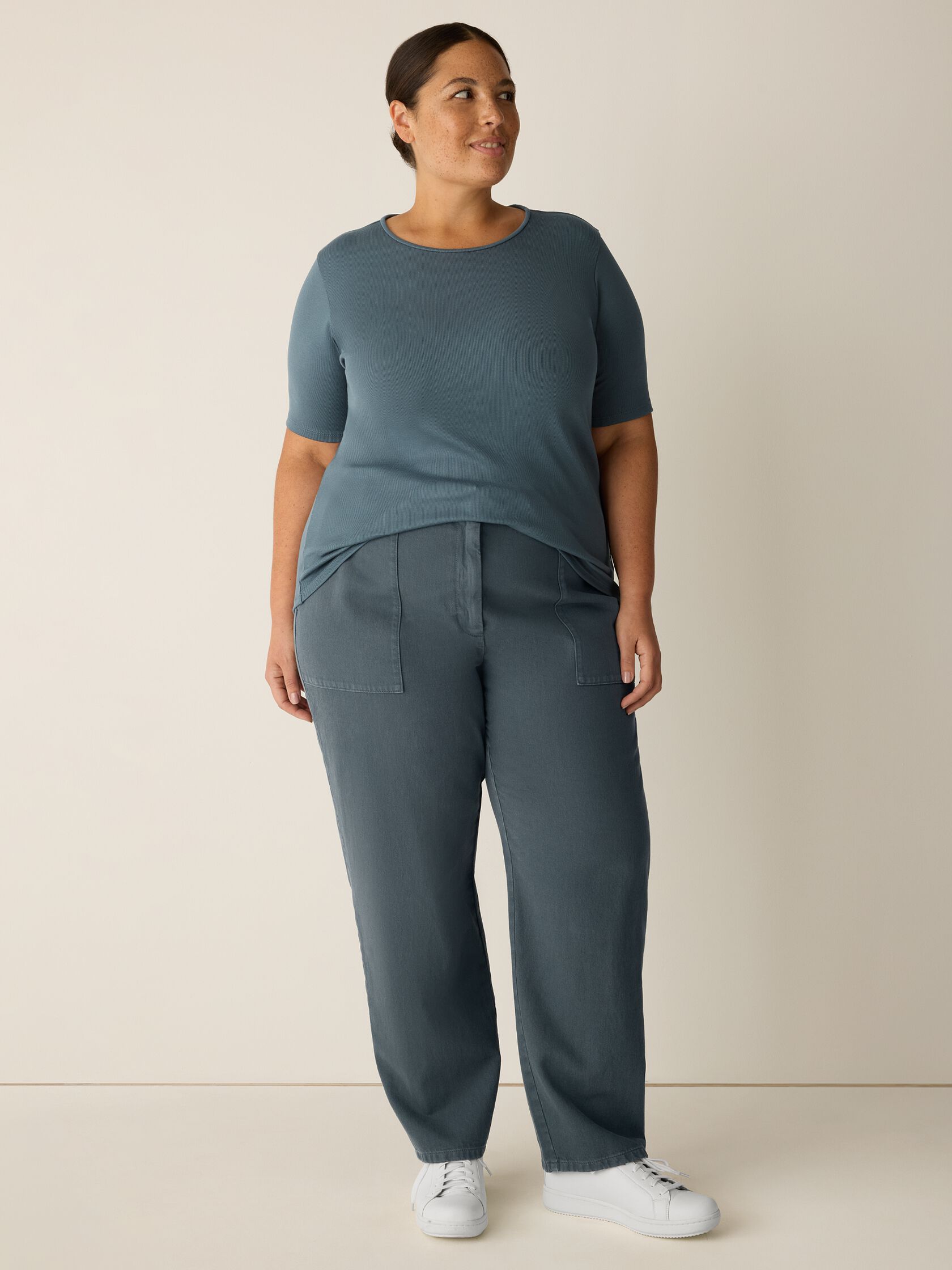 Organic Cotton Stretch Rib Crew Neck Tee